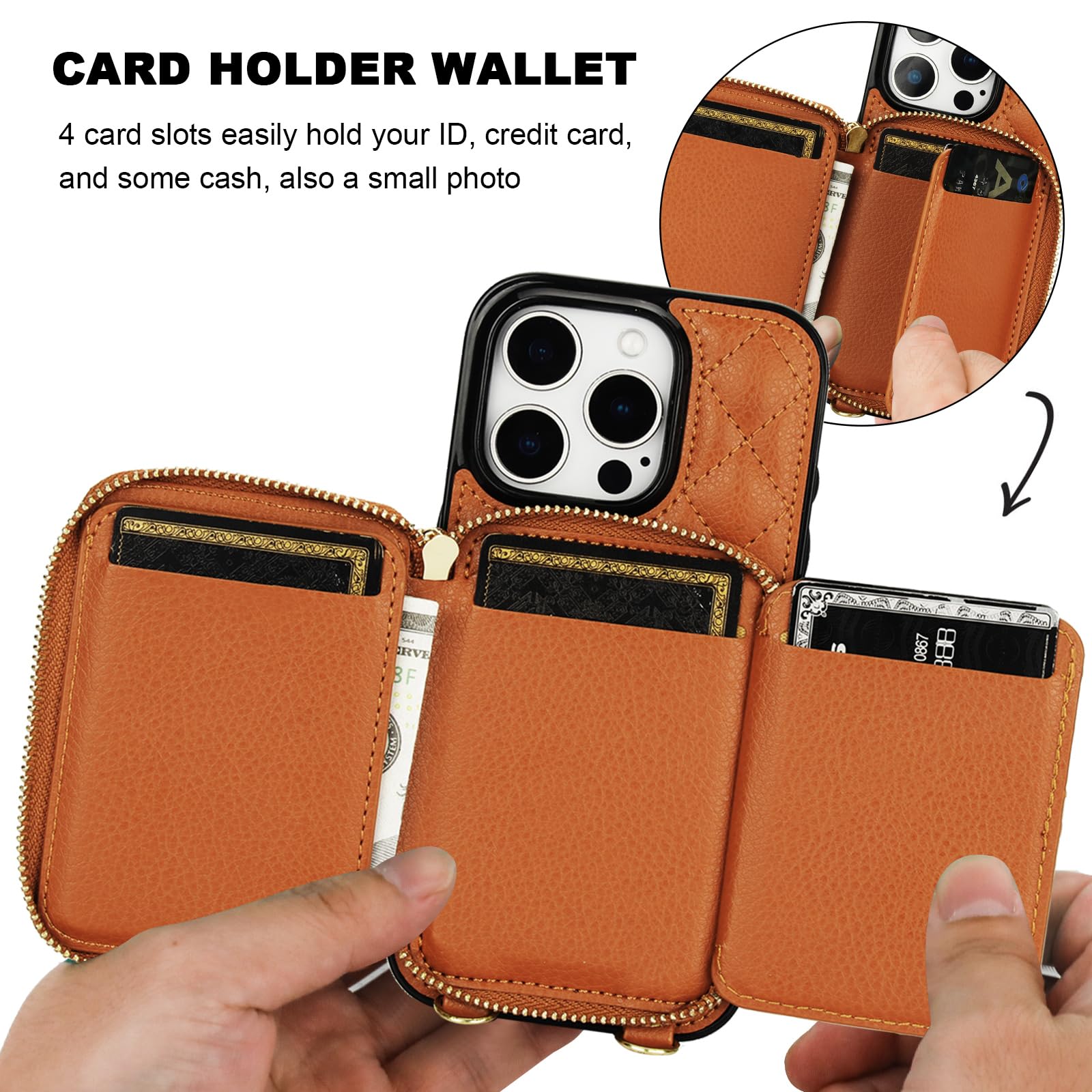 Foto 5 pulgar | Funda Tipo Cartera Tipo Bandolera Bocasal Para Iphone 16 Pro De 6.3 Pulgadas - Venta Internacional.