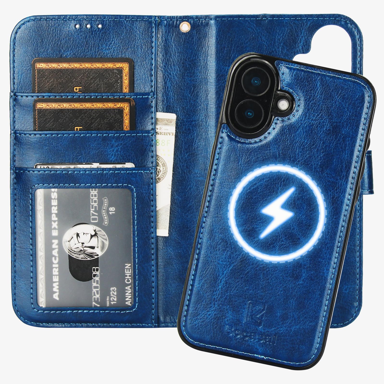 Foto 2 pulgar | Funda Tipo Cartera Bocasal Para Iphone 16 Plus Con Magsafe Blue - Venta Internacional.