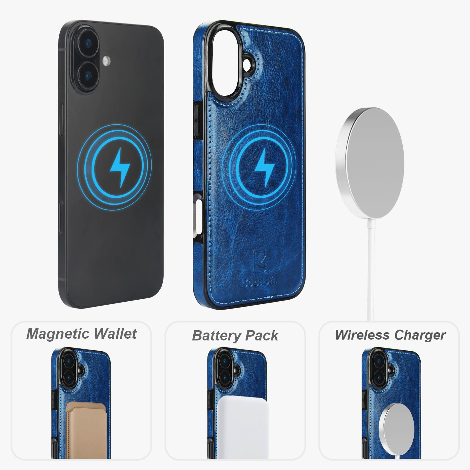 Foto 5 pulgar | Funda Tipo Cartera Bocasal Para Iphone 16 Plus Con Magsafe Blue - Venta Internacional.