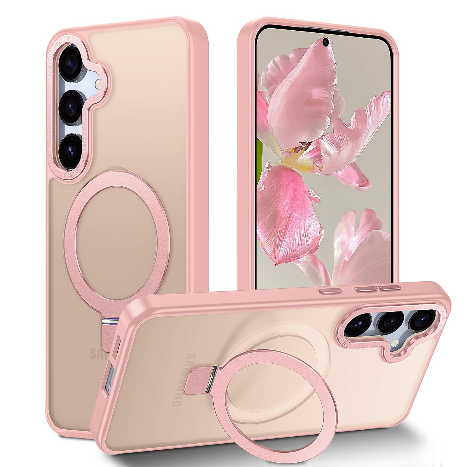 Foto 2 pulgar | Funda Para Teléfono Sterker Con Forma De Anillo Magnético Con Soporte Para Samsung Galaxy S25, Rosa - Venta Internac