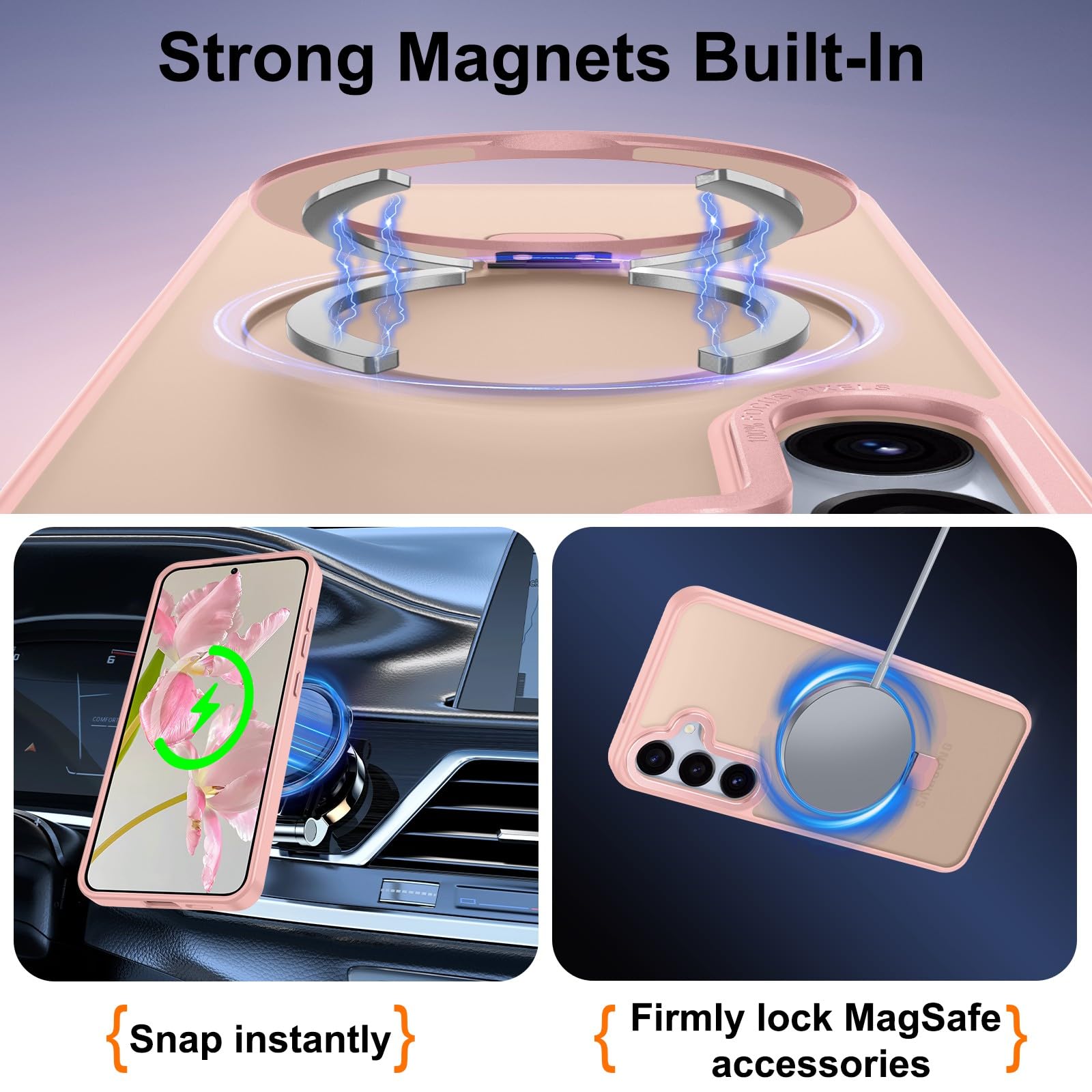 Foto 3 pulgar | Funda Para Teléfono Sterker Con Forma De Anillo Magnético Con Soporte Para Samsung Galaxy S25, Rosa - Venta Internac