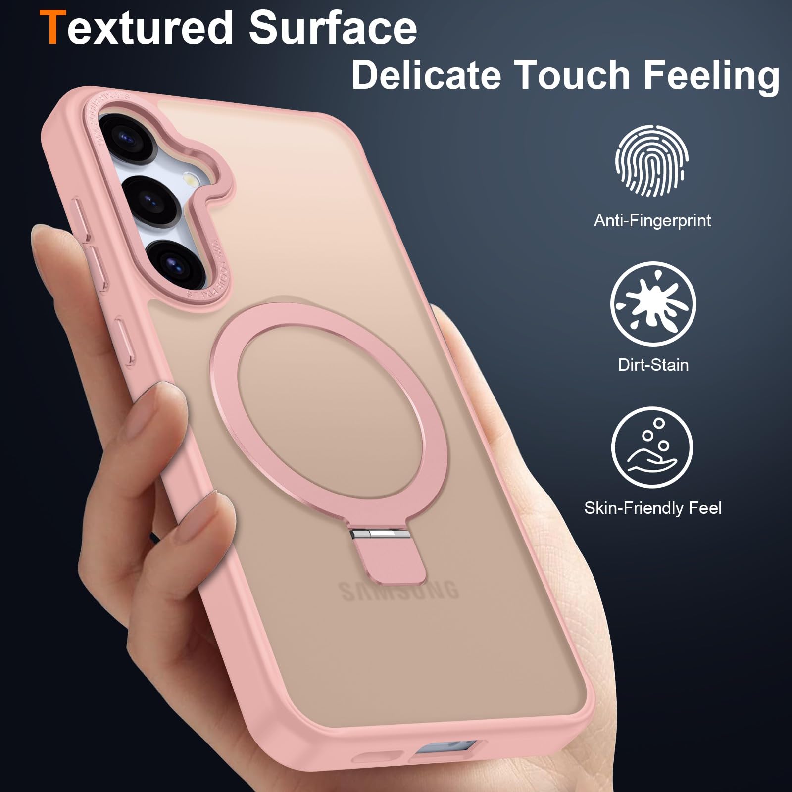 Foto 6 pulgar | Funda Para Teléfono Sterker Con Forma De Anillo Magnético Con Soporte Para Samsung Galaxy S25, Rosa - Venta Internac