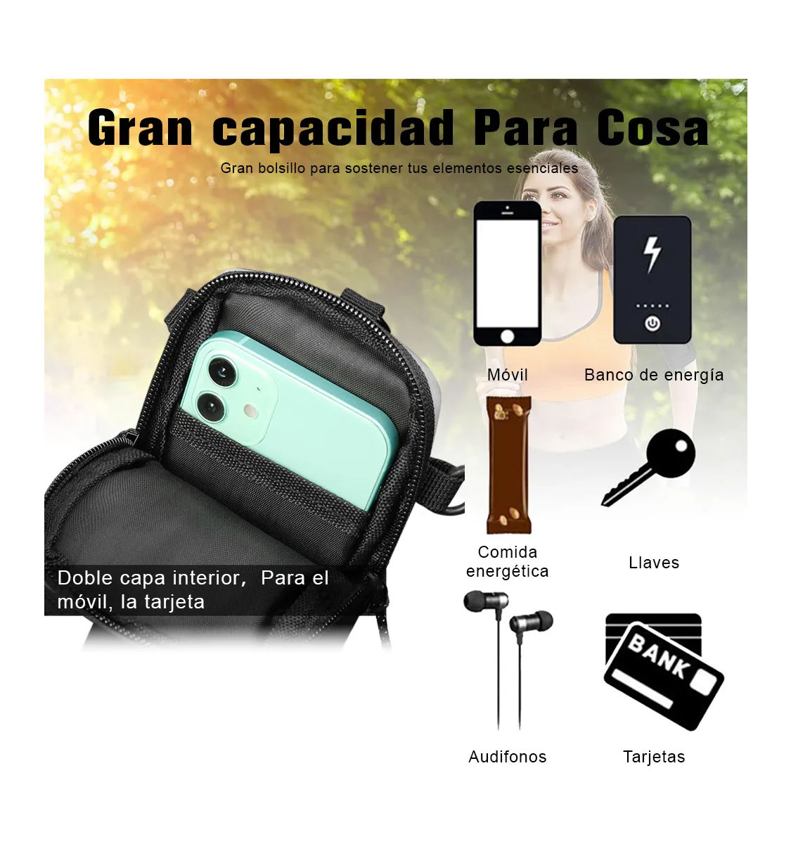 Foto 4 pulgar | Bolsa Belug Brazo Deportiva De Celular Correr Para Teléfono Móvil Azul Marino