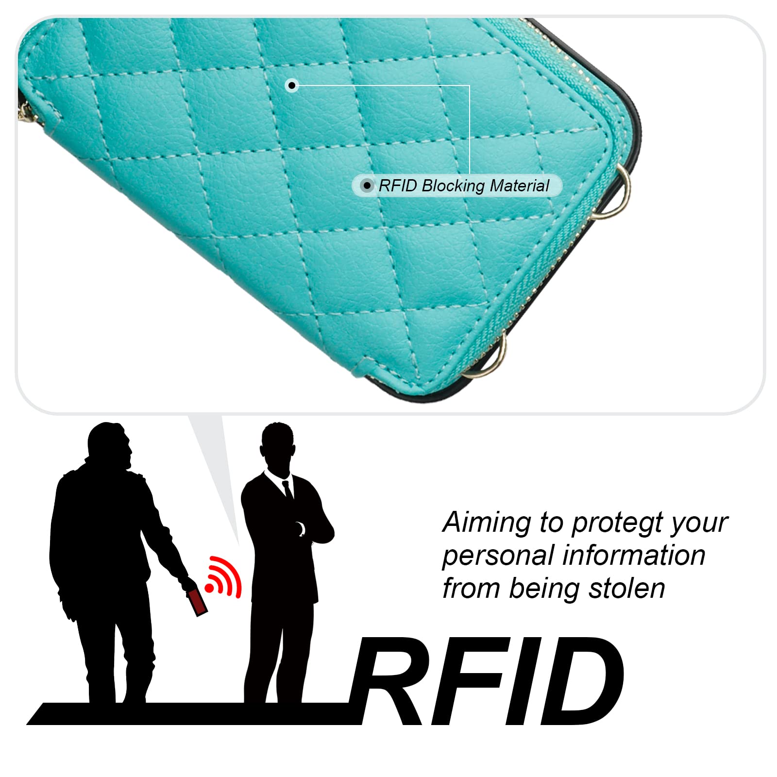 Foto 4 pulgar | Funda Tipo Cartera Tipo Bandolera Bocasal Para Iphone 13 De 6.1 Pulgadas, Color Verde Menta - Venta Internacional.