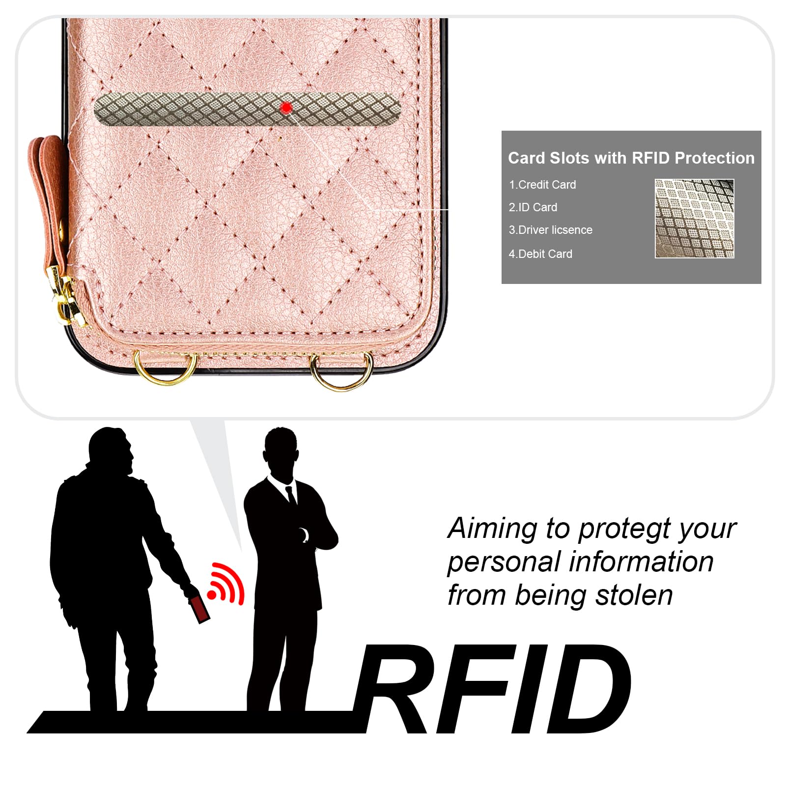 Foto 3 | Funda Tipo Cartera Tipo Bandolera Bocasal Para Iphone 15 Pro De 6.1 Pulgadas - Venta Internacional.