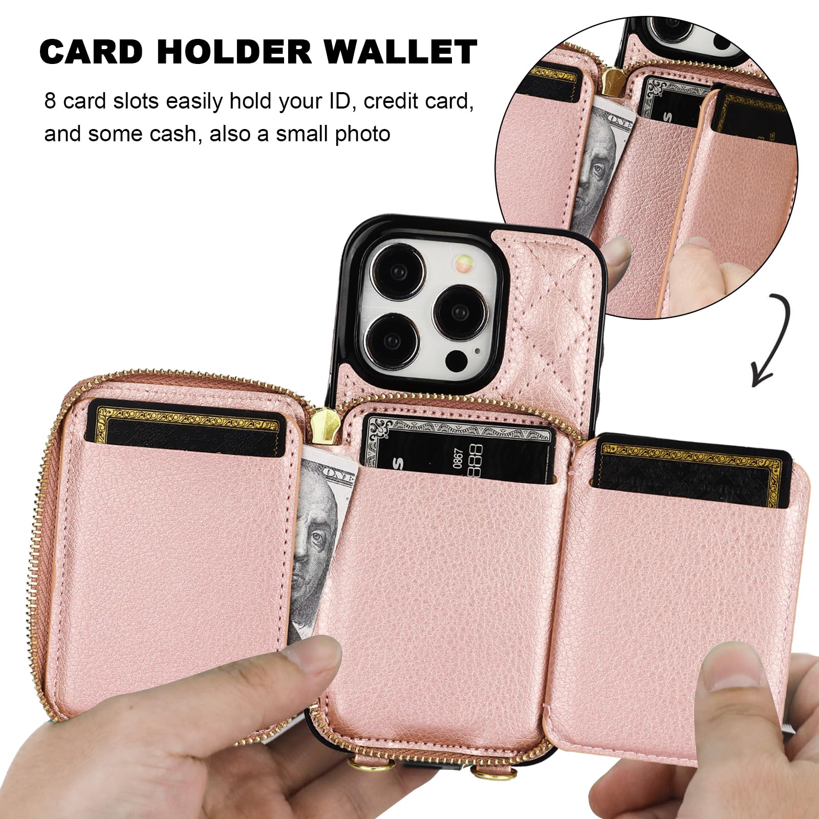 Foto 5 pulgar | Funda Tipo Cartera Tipo Bandolera Bocasal Para Iphone 15 Pro De 6.1 Pulgadas - Venta Internacional.