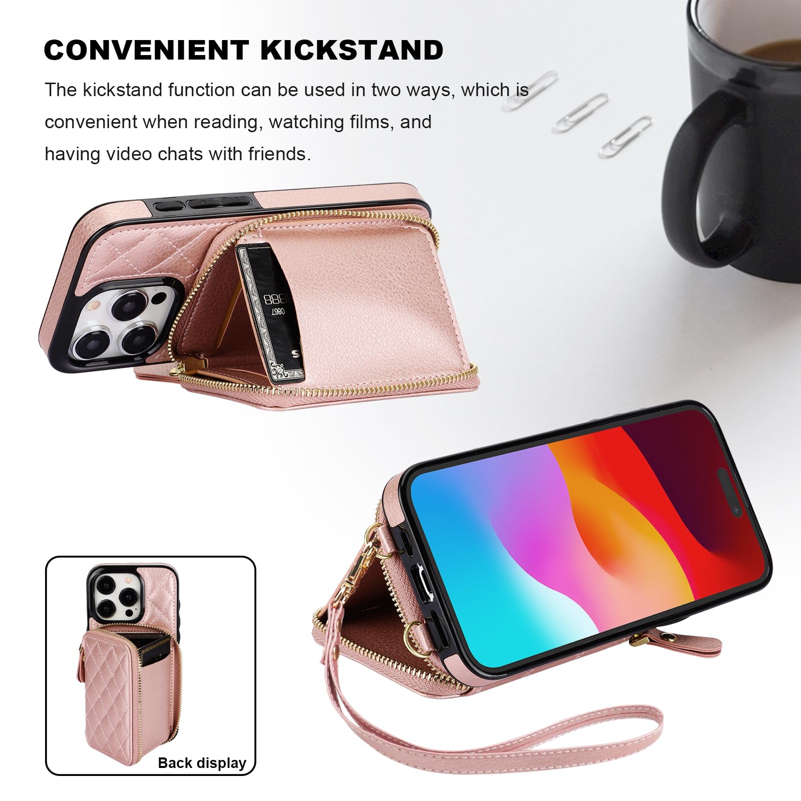 Foto 6 | Funda Tipo Cartera Tipo Bandolera Bocasal Para Iphone 15 Pro De 6.1 Pulgadas - Venta Internacional.