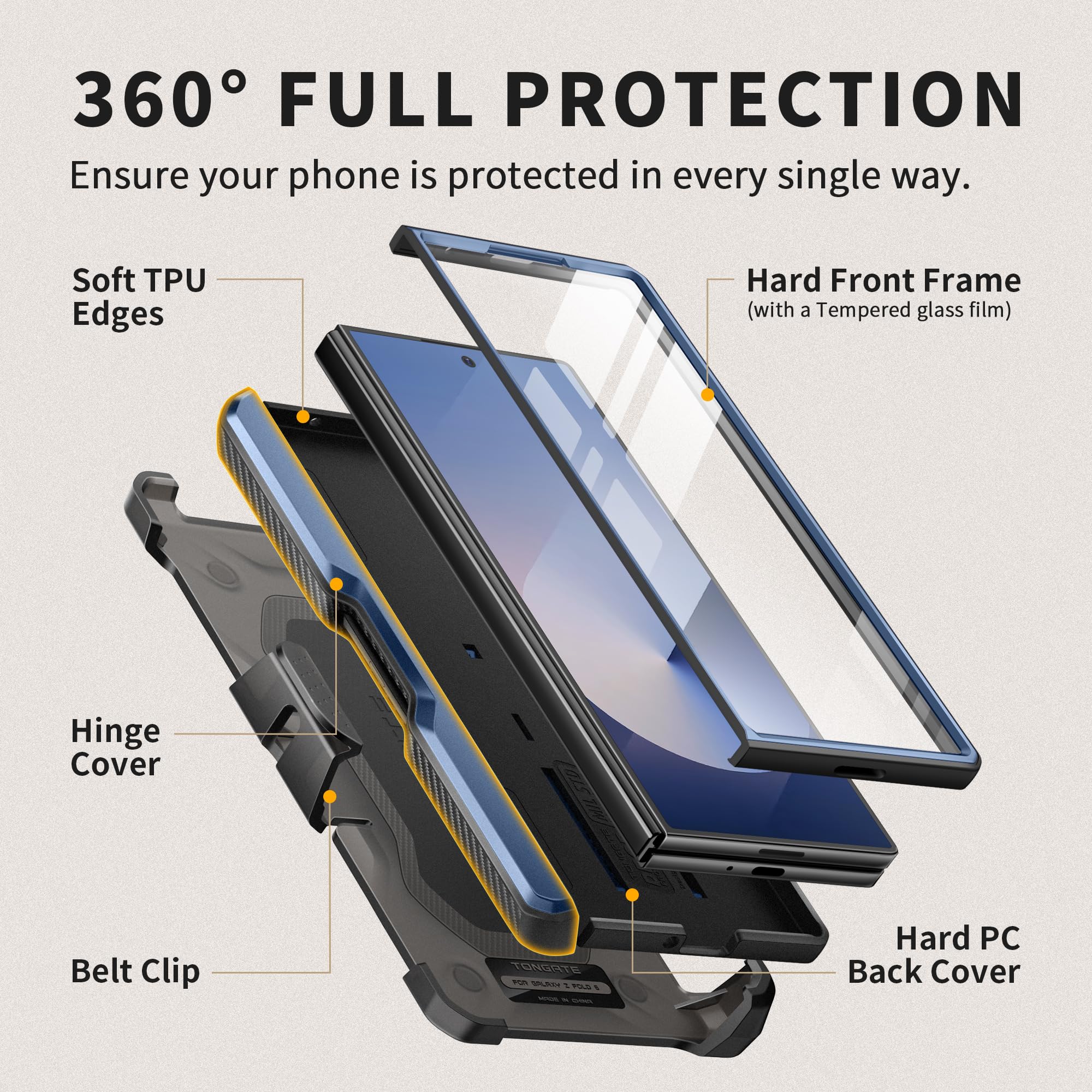 Foto 4 pulgar | Funda De Teléfono Tongate Para Samsung Galaxy Z Fold 6 Azul Con Acceso - Venta Internacional.