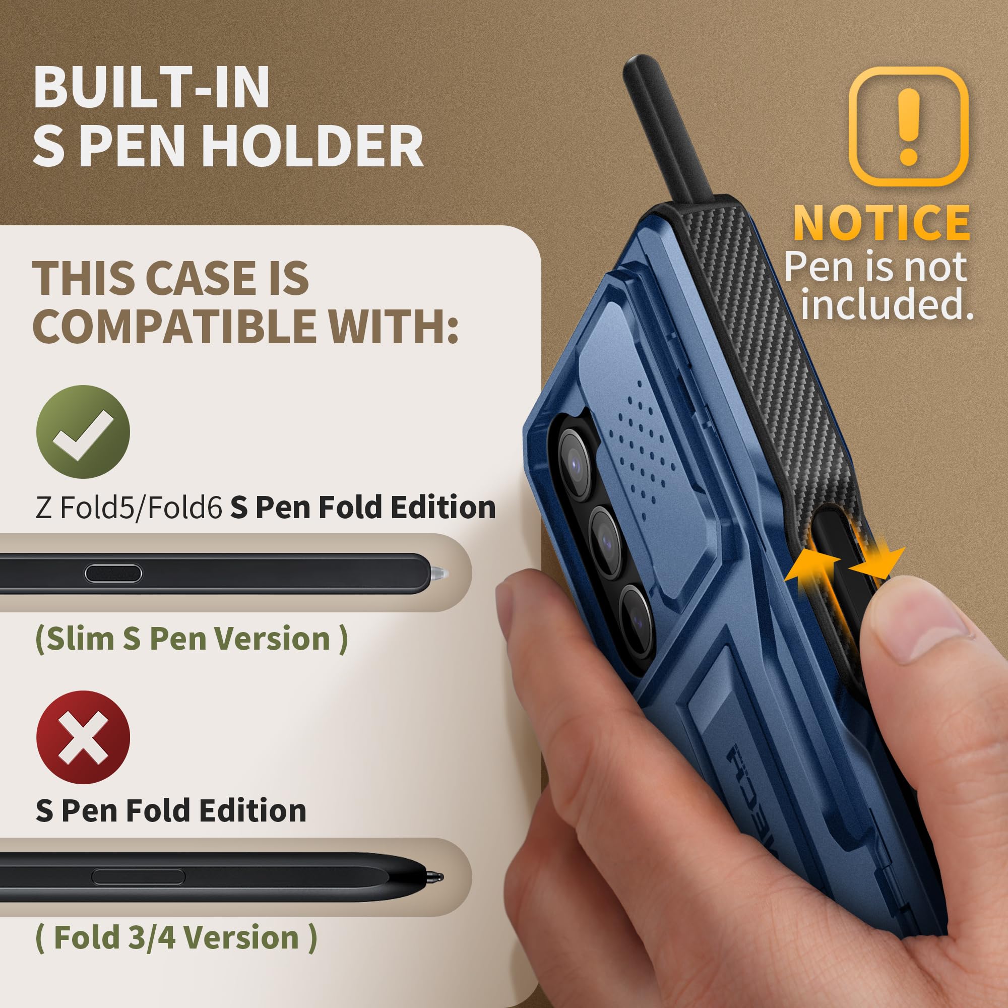Foto 5 pulgar | Funda De Teléfono Tongate Para Samsung Galaxy Z Fold 6 Azul Con Acceso - Venta Internacional.
