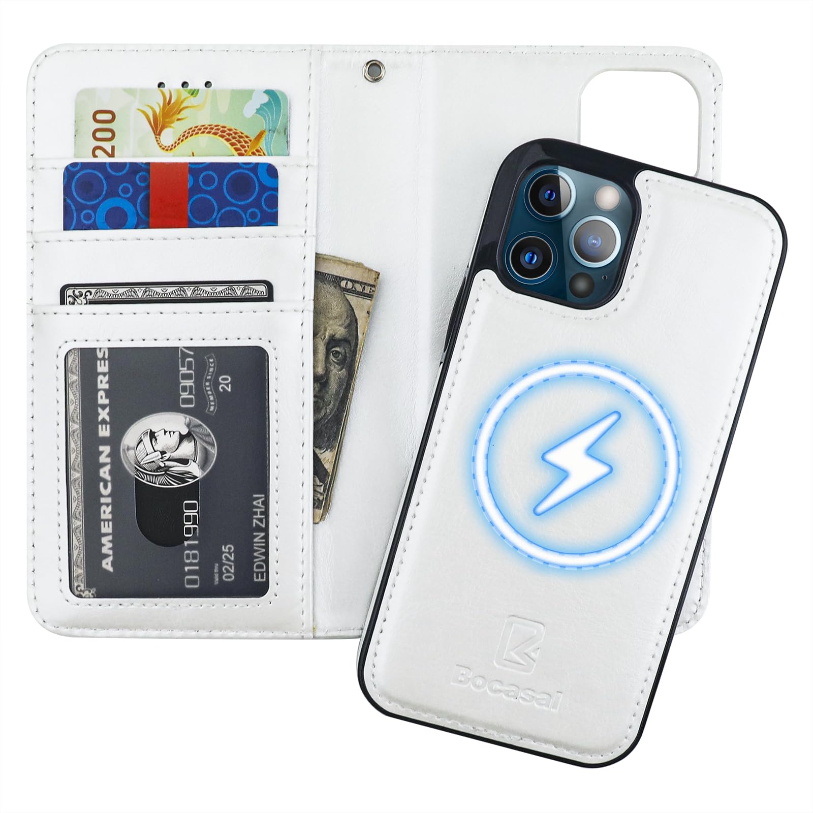 Foto 2 pulgar | Funda Tipo Cartera Bocasal Para Iphone 12/12 Pro Con Magsafe White - Venta Internacional.