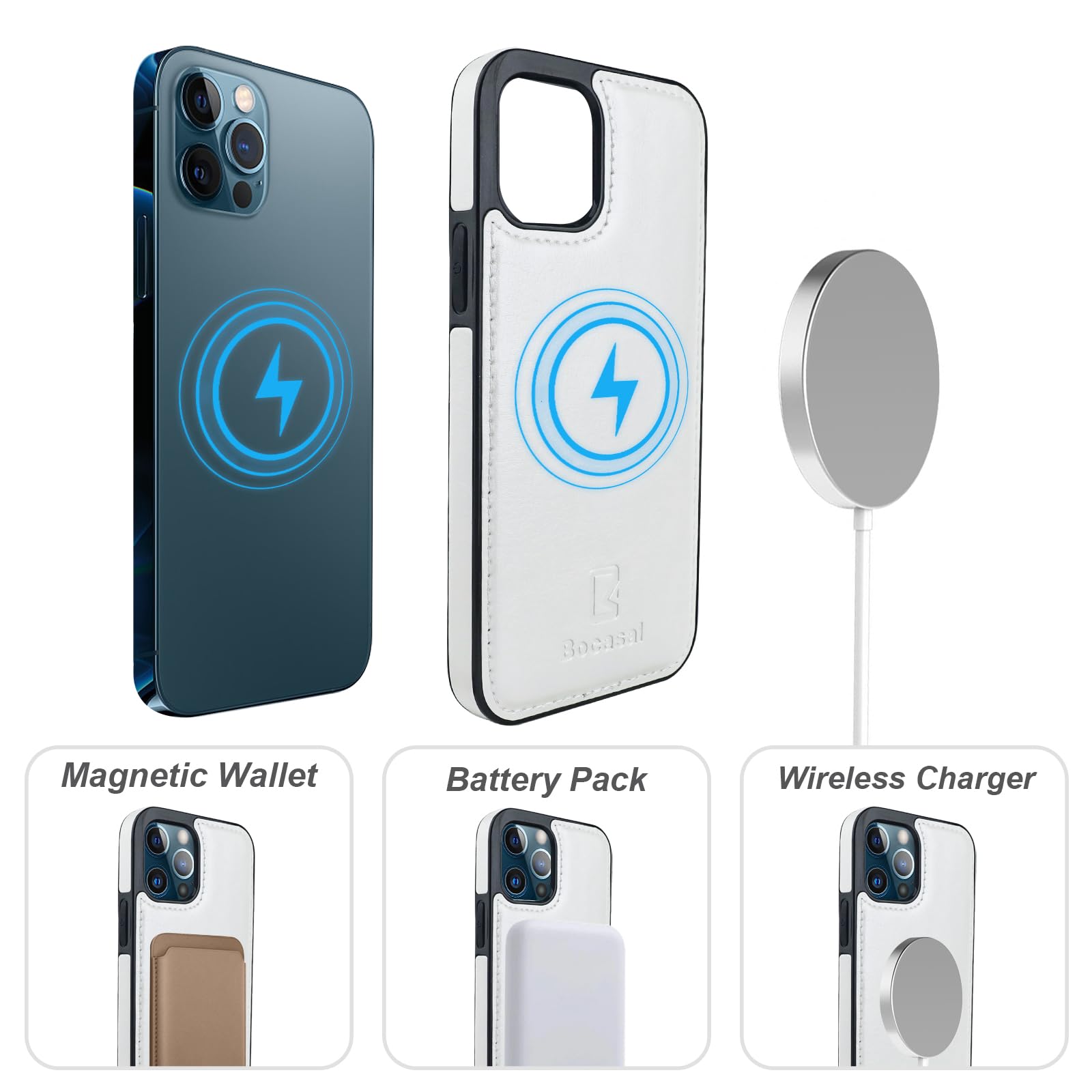 Foto 5 pulgar | Funda Tipo Cartera Bocasal Para Iphone 12/12 Pro Con Magsafe White - Venta Internacional.