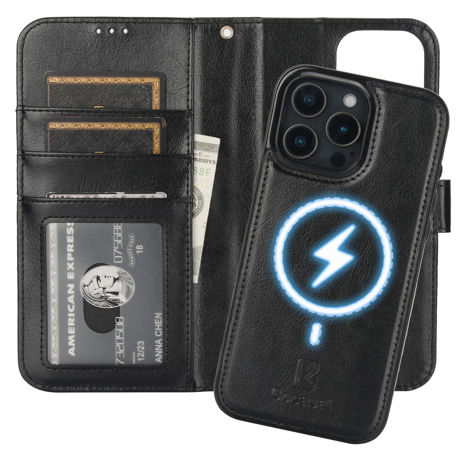 Foto 2 pulgar | Funda Tipo Cartera Bocasal Para Iphone 16 Pro Max Con Magsafe Black - Venta Internacional.