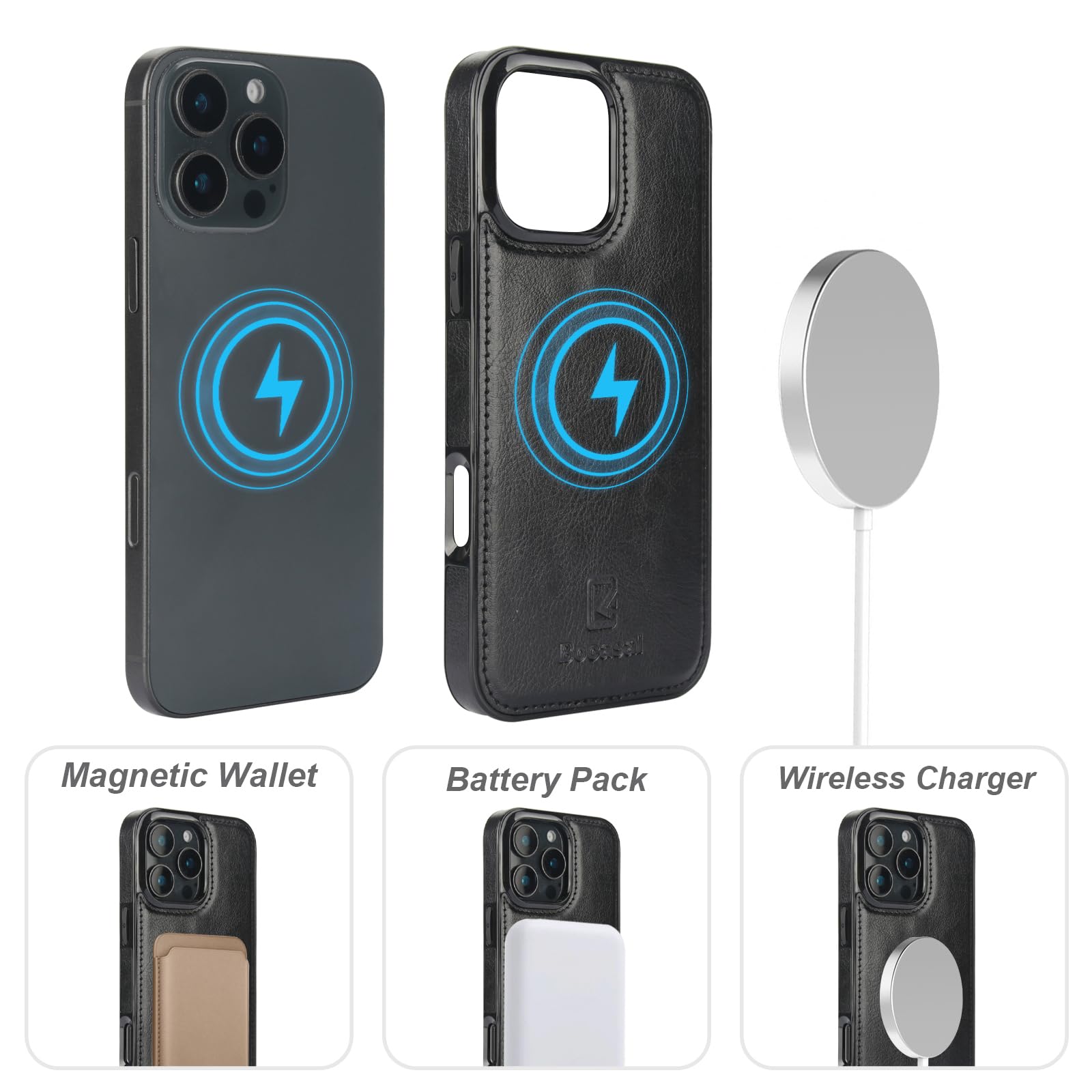 Foto 5 pulgar | Funda Tipo Cartera Bocasal Para Iphone 16 Pro Max Con Magsafe Black - Venta Internacional.