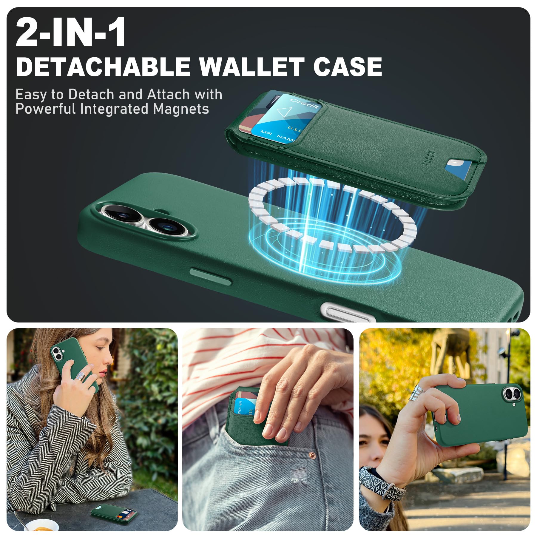 Foto 4 pulgar | Funda Magnética Tucch Con Cartera Para Iphone 16 Plus De 6.7 Pulgadas - Venta Internacional.