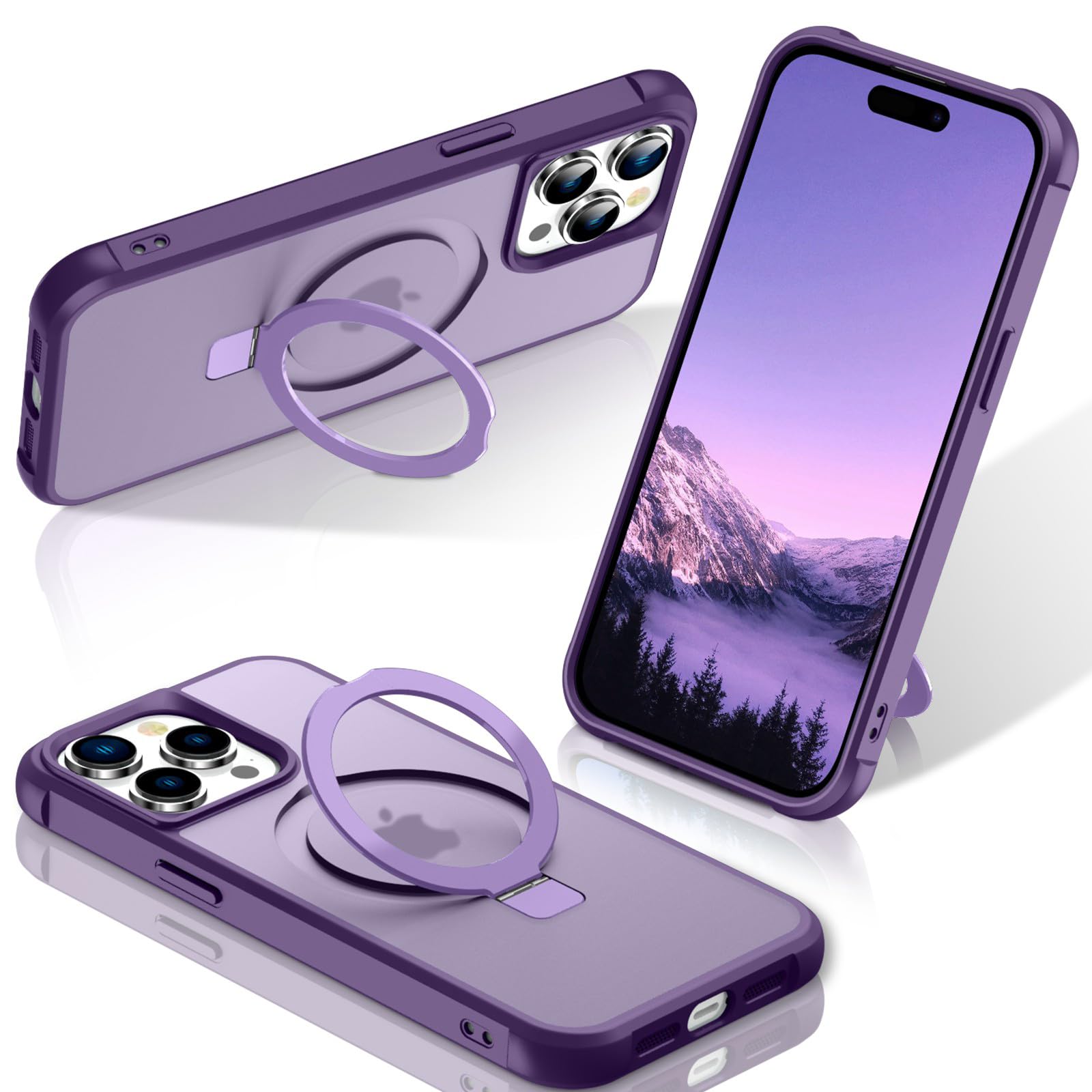 Foto 2 pulgar | Funda Para Teléfono Sterker Con Soporte Magnético Para Iphone 14 Pro Max, Color Morado - Venta Internacional.
