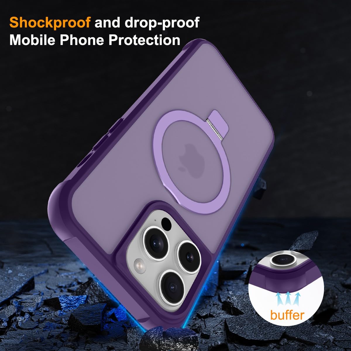 Foto 4 pulgar | Funda Para Teléfono Sterker Con Soporte Magnético Para Iphone 14 Pro Max, Color Morado - Venta Internacional.