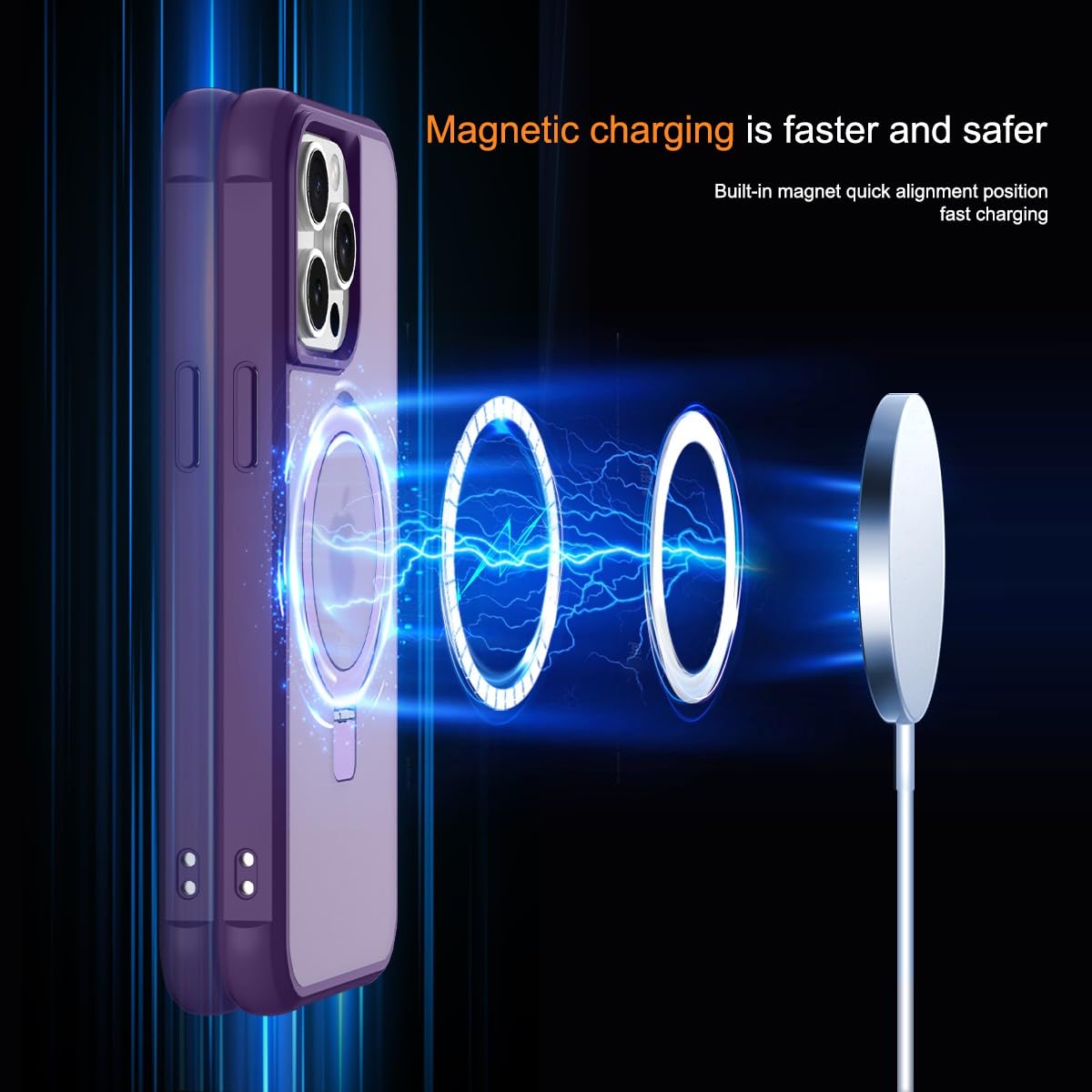 Foto 6 pulgar | Funda Para Teléfono Sterker Con Soporte Magnético Para Iphone 14 Pro Max, Color Morado - Venta Internacional.
