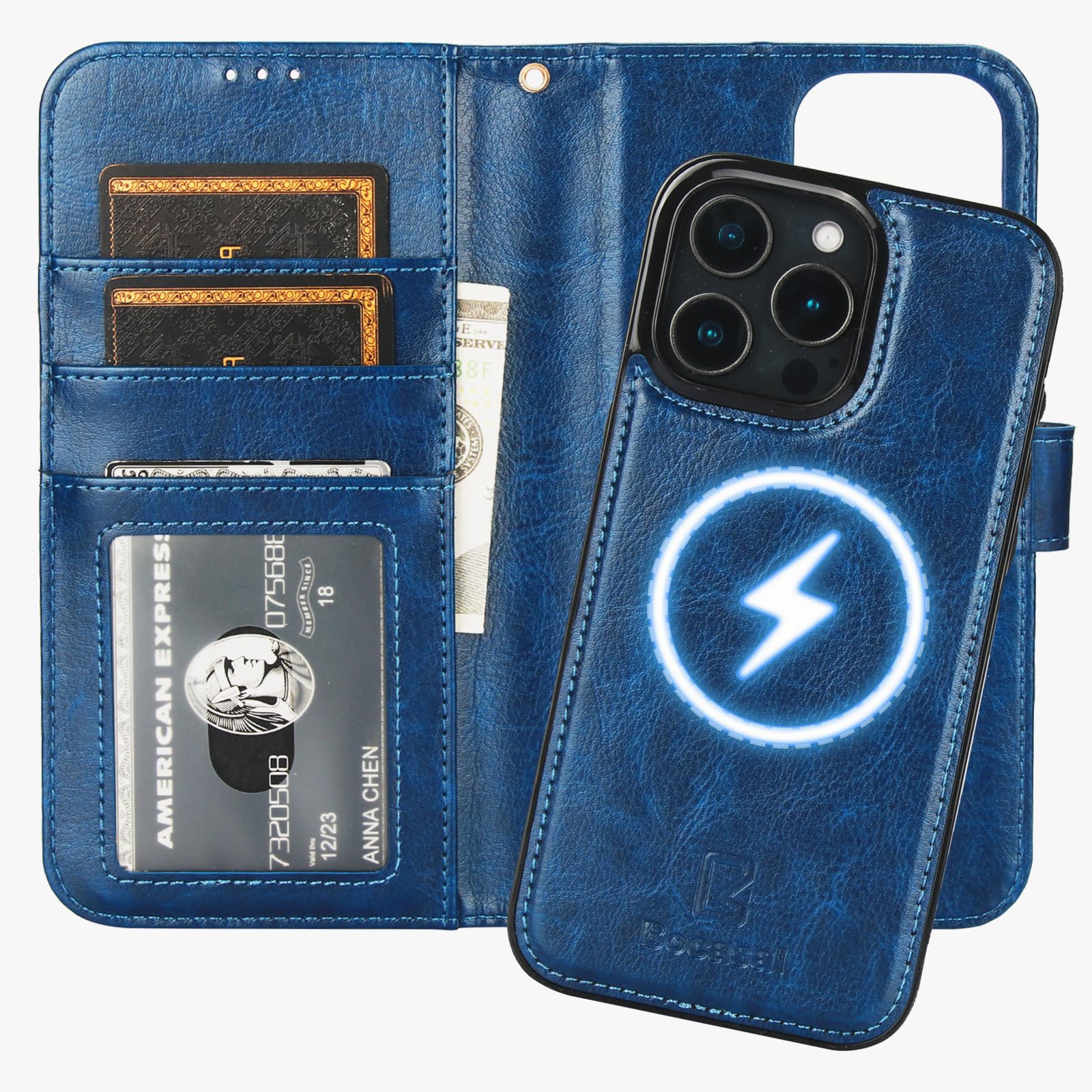 Foto 2 pulgar | Funda Tipo Cartera Bocasal Para Iphone 16 Pro Max Con Magsafe Blue - Venta Internacional.