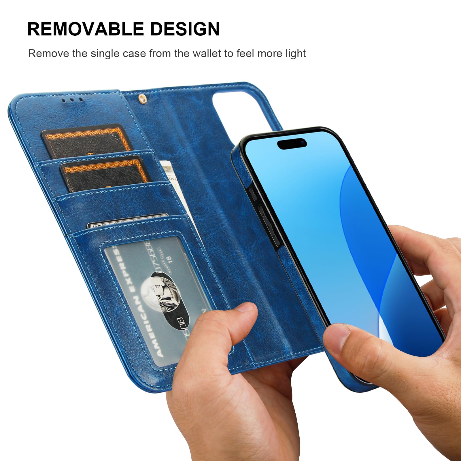 Foto 4 pulgar | Funda Tipo Cartera Bocasal Para Iphone 16 Pro Max Con Magsafe Blue - Venta Internacional.
