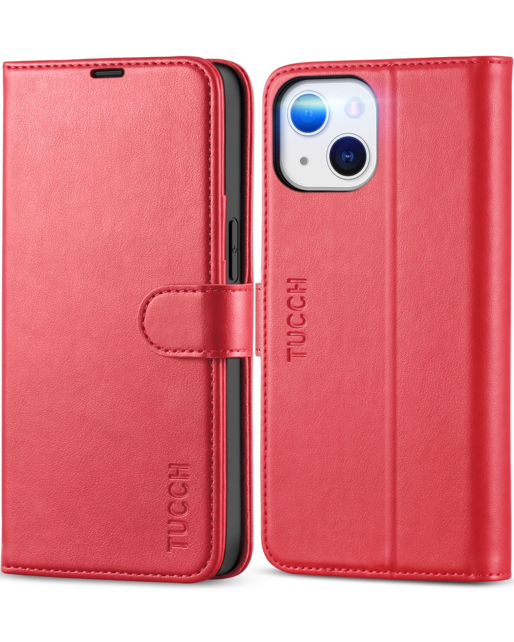 Foto 2 pulgar | Funda Tipo Cartera Tucch Para Iphone 13 De 6.1 Pulgadas 5g Con Rfid Roja - Venta Internacional.