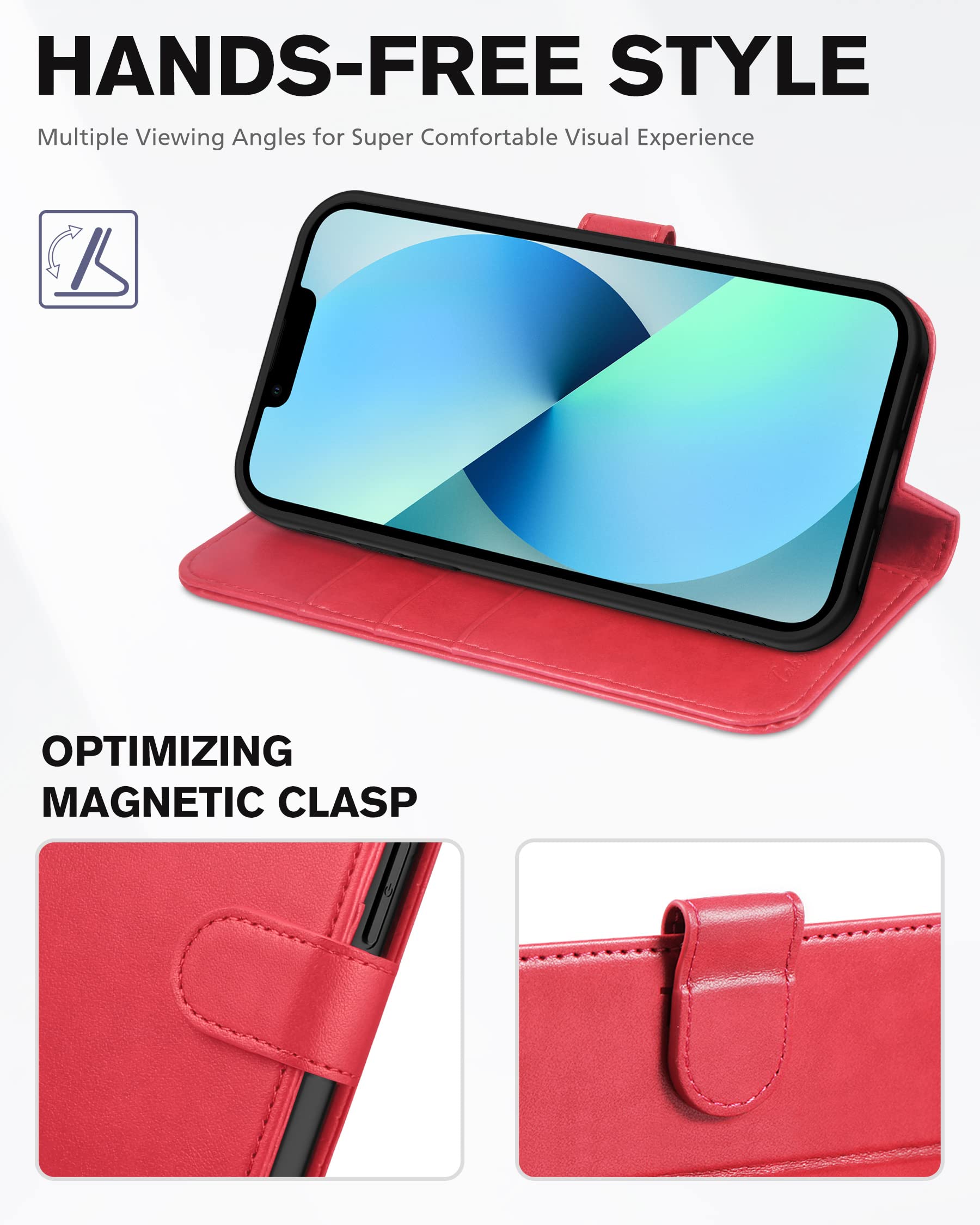 Foto 6 pulgar | Funda Tipo Cartera Tucch Para Iphone 13 De 6.1 Pulgadas 5g Con Rfid Roja - Venta Internacional.