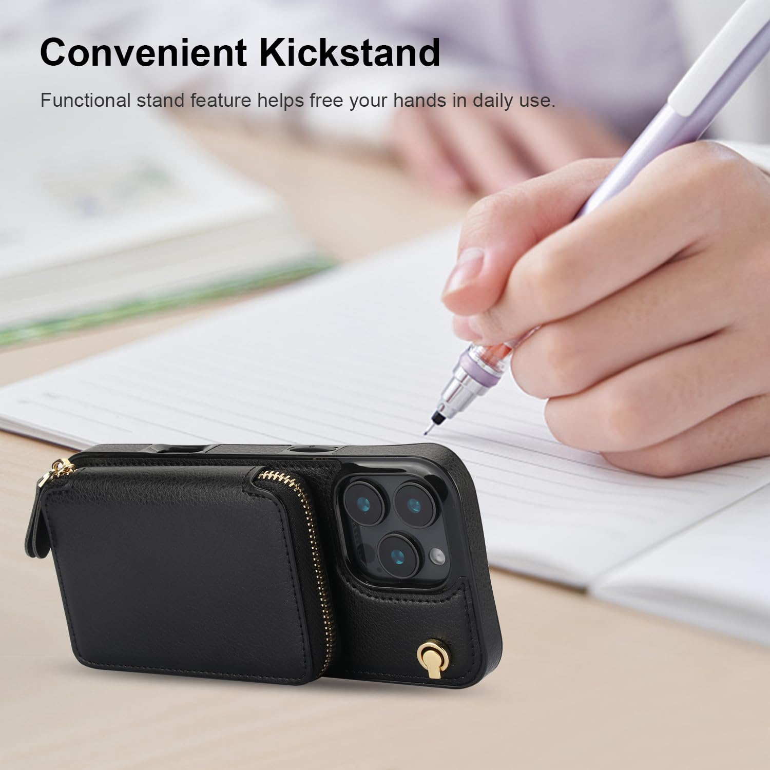 Foto 7 pulgar | Funda Tipo Cartera Tipo Bandolera Bocasal Para Iphone 16 Pro Max, Color Negro - Venta Internacional.