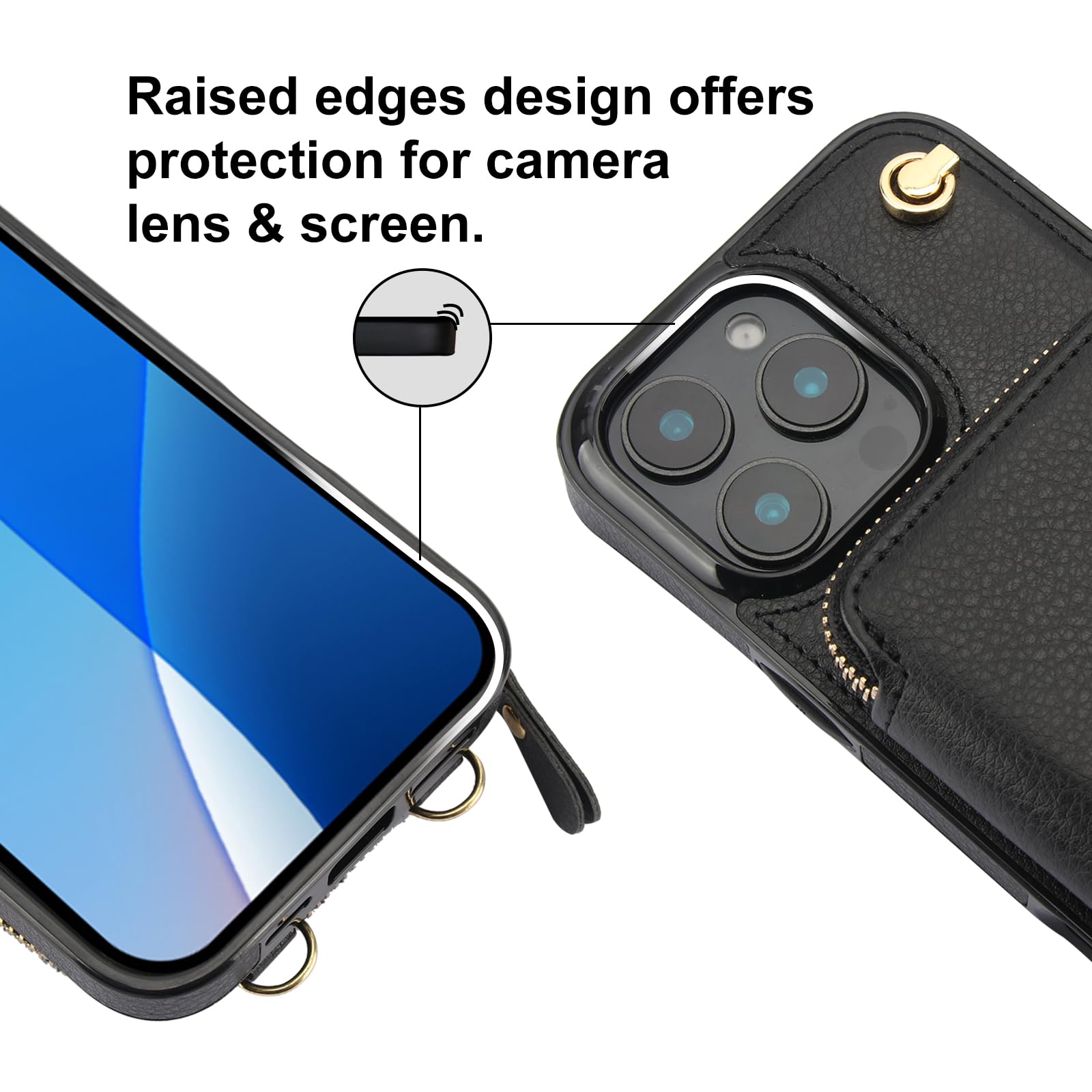 Foto 8 pulgar | Funda Tipo Cartera Tipo Bandolera Bocasal Para Iphone 16 Pro Max, Color Negro - Venta Internacional.