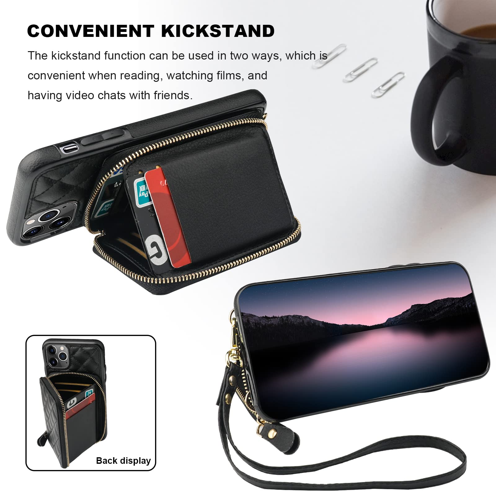 Foto 6 pulgar | Funda Tipo Cartera Tipo Bandolera Bocasal Para Iphone 11 Pro Max, Color Negro - Venta Internacional.