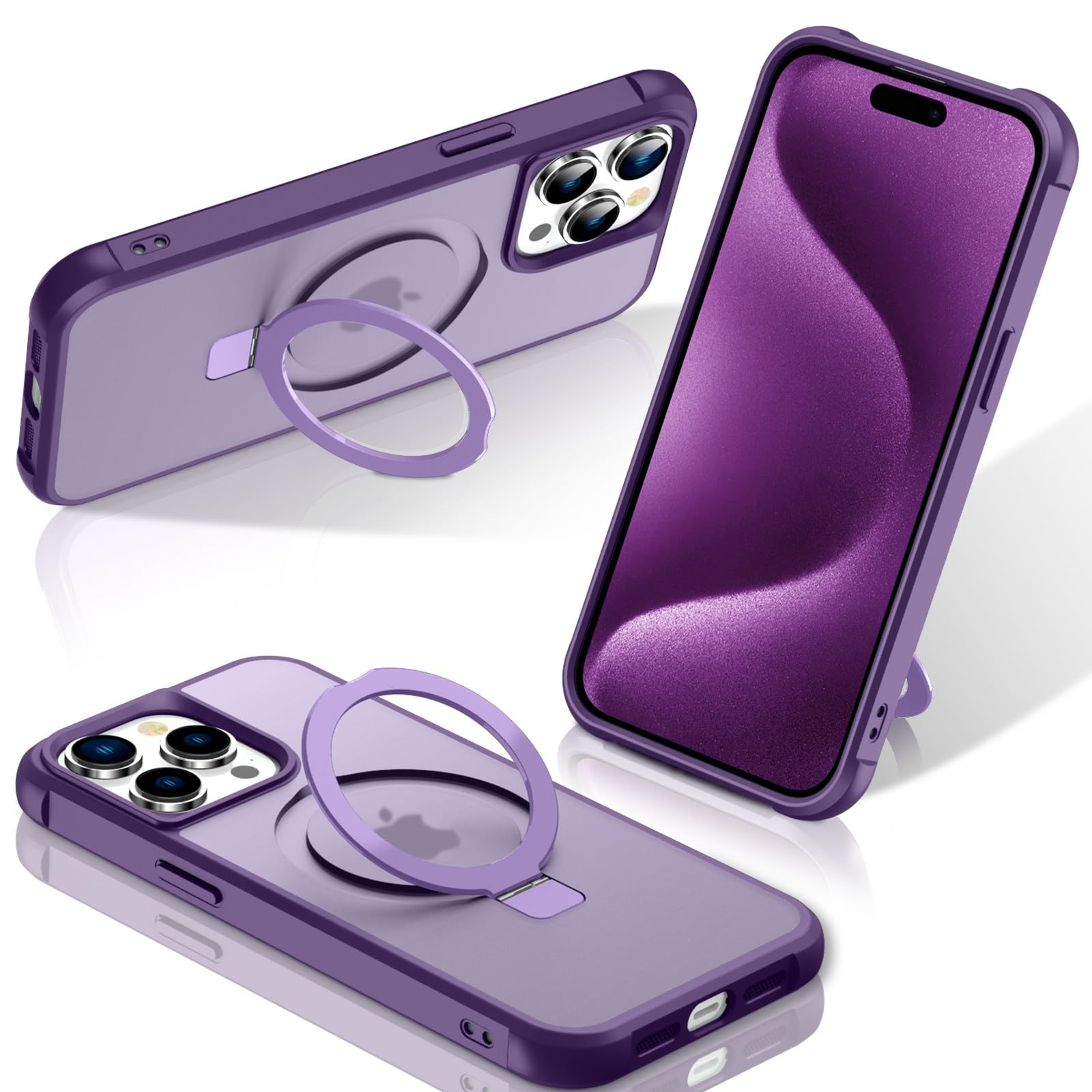 Foto 2 pulgar | Funda Para Teléfono Sterker Con Soporte Magnético Para Iphone 15 Pro Max, Color Morado - Venta Internacional.