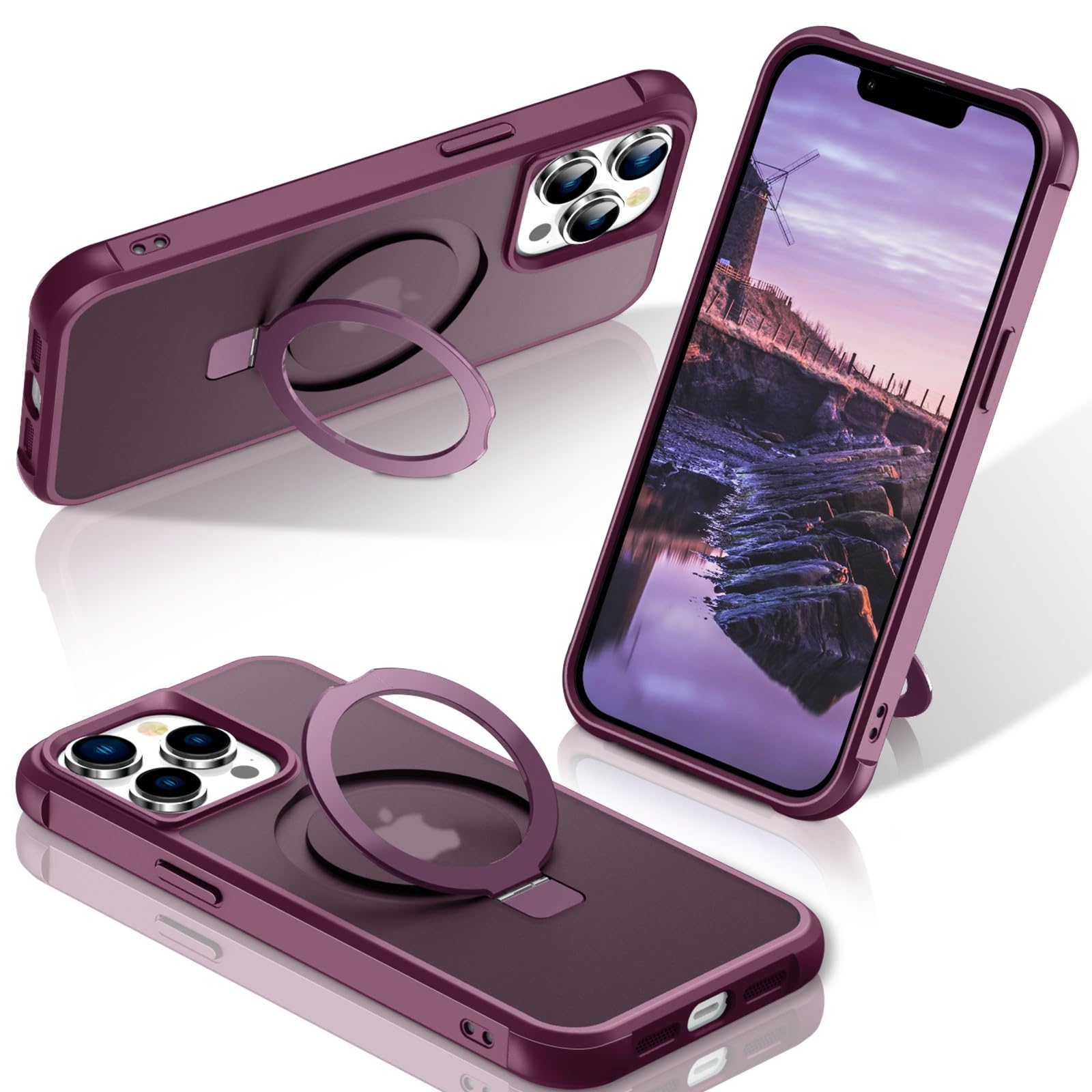 Foto 2 pulgar | Funda De Teléfono Sterker Con Soporte Magnético Para Iphone 12 Pro Max Wine - Venta Internacional.