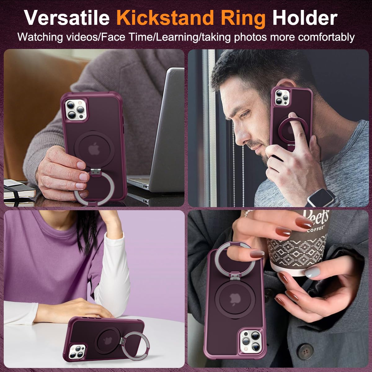 Foto 3 pulgar | Funda De Teléfono Sterker Con Soporte Magnético Para Iphone 12 Pro Max Wine - Venta Internacional.