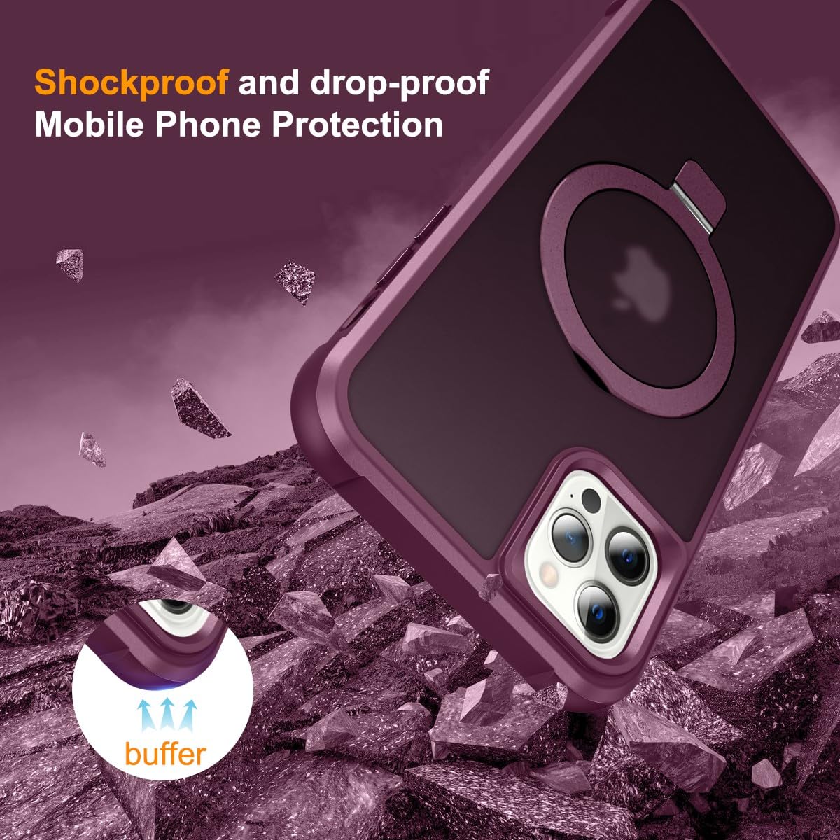 Foto 4 pulgar | Funda De Teléfono Sterker Con Soporte Magnético Para Iphone 12 Pro Max Wine - Venta Internacional.