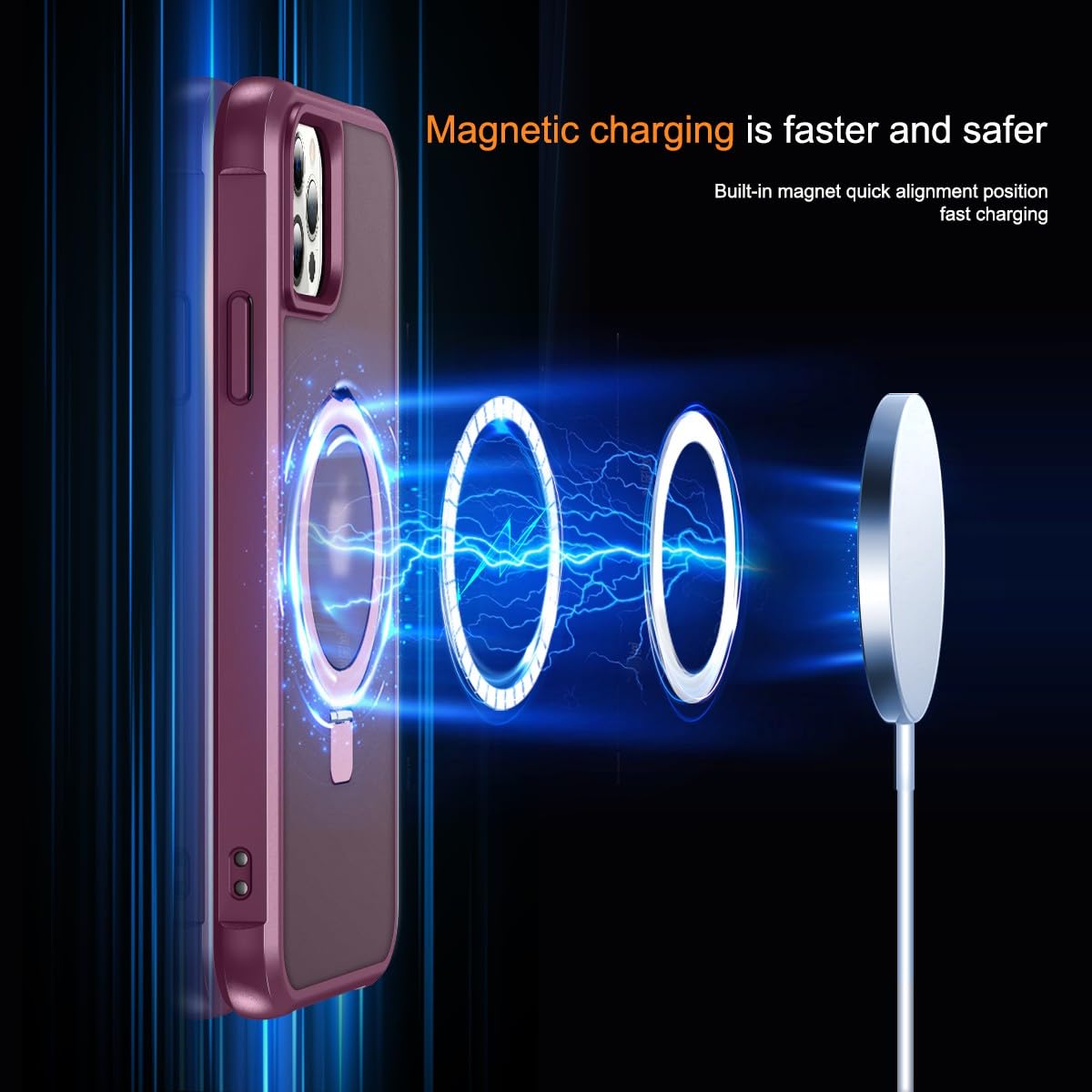 Foto 5 pulgar | Funda De Teléfono Sterker Con Soporte Magnético Para Iphone 12 Pro Max Wine - Venta Internacional.