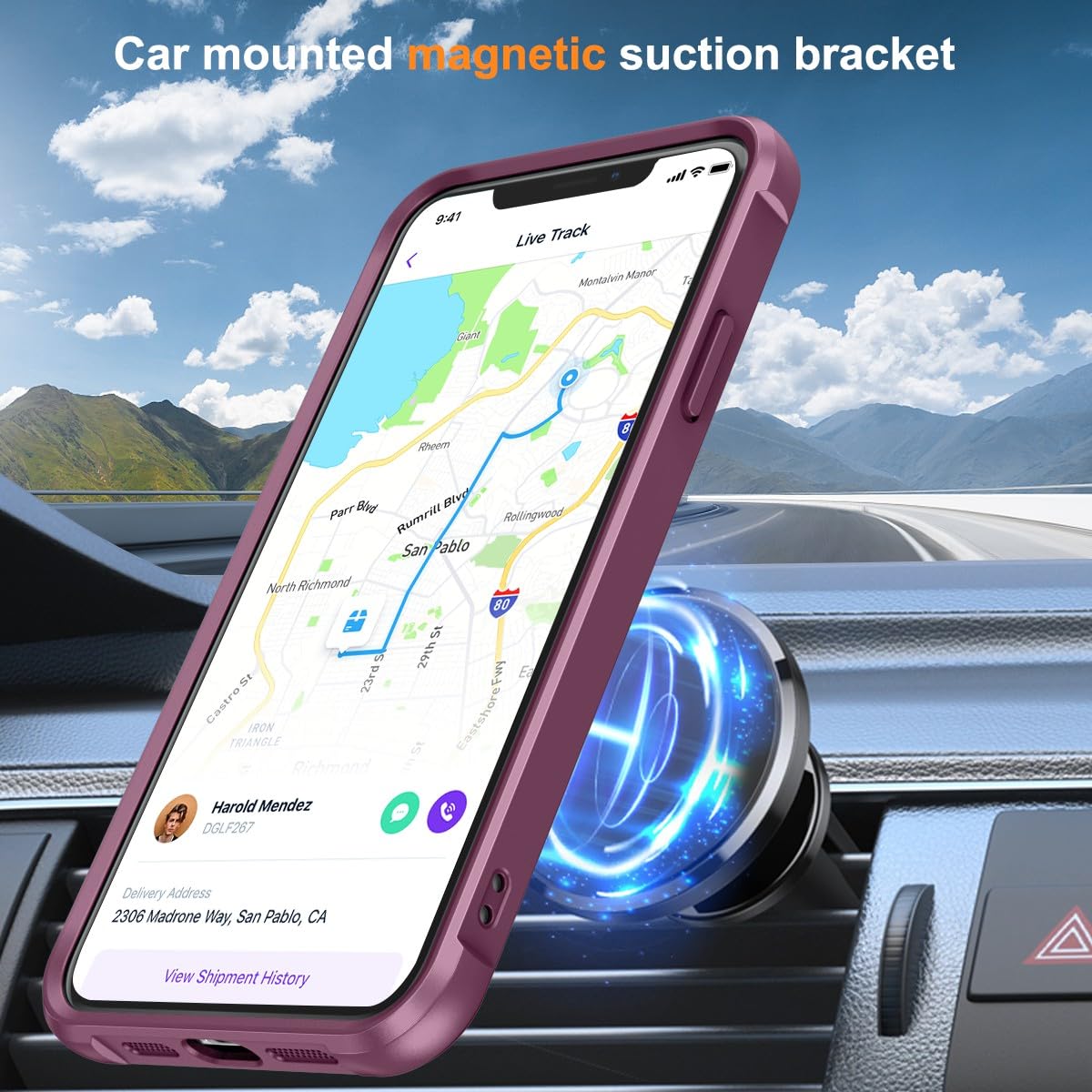 Foto 6 pulgar | Funda De Teléfono Sterker Con Soporte Magnético Para Iphone 12 Pro Max Wine - Venta Internacional.