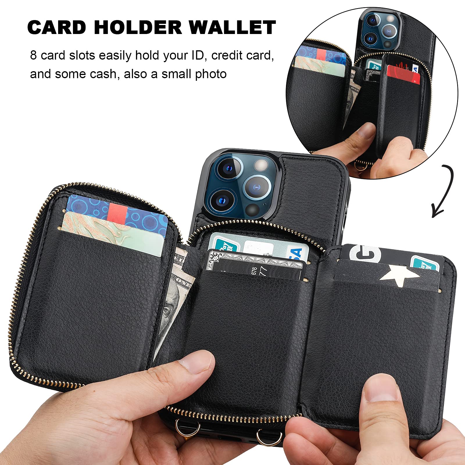 Foto 8 pulgar | Funda Tipo Cartera Bocasal Con Bloqueo Rfid Para Iphone 13 Pro Max De 6.7 Pulgadas - Venta Internacional.