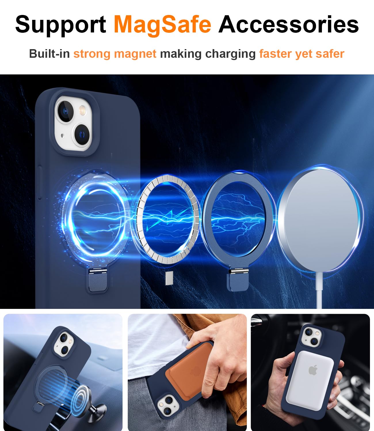 Foto 4 pulgar | Funda De Silicona Sterker Con Soporte Magnético Para Iphone 13/14 - Venta Internacional.