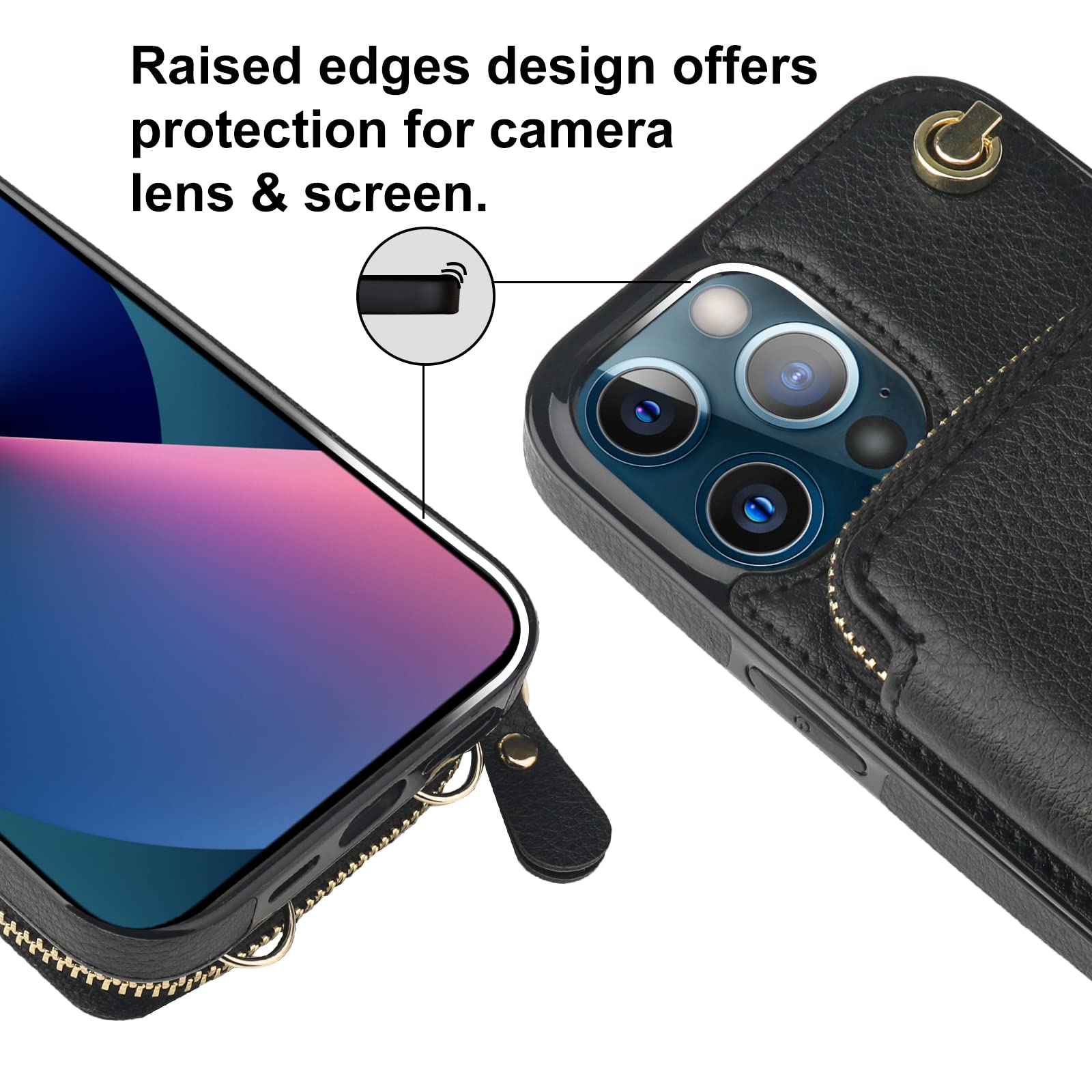 Foto 8 pulgar | Funda Tipo Cartera Tipo Bandolera Bocasal Para Iphone 13 Pro Max, Color Negro - Venta Internacional.