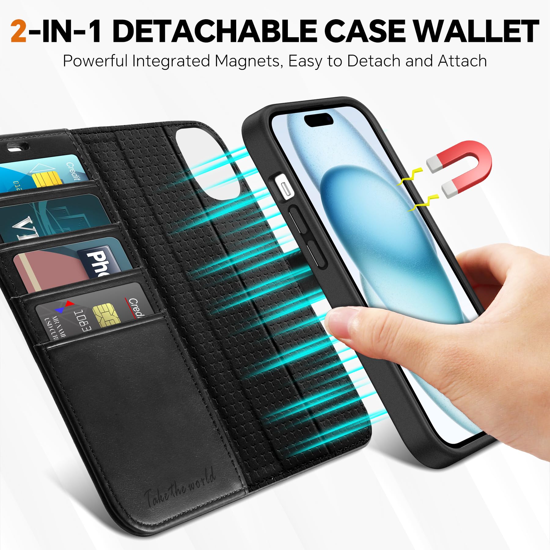 Foto 4 pulgar | Funda Tipo Cartera Tucch Para Iphone 15 Plus Con Rfid Negra - Venta Internacional.
