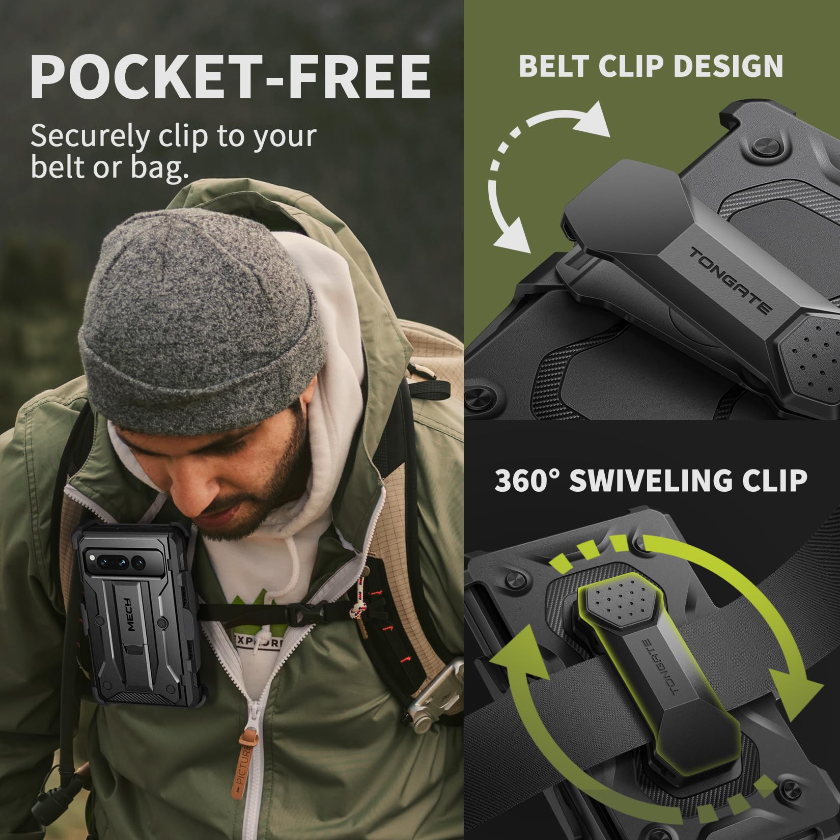 Foto 7 pulgar | Funda De Teléfono Tongate Para Google Pixel Fold 2023 Con Clip Para Cinturón - Venta Internacional.