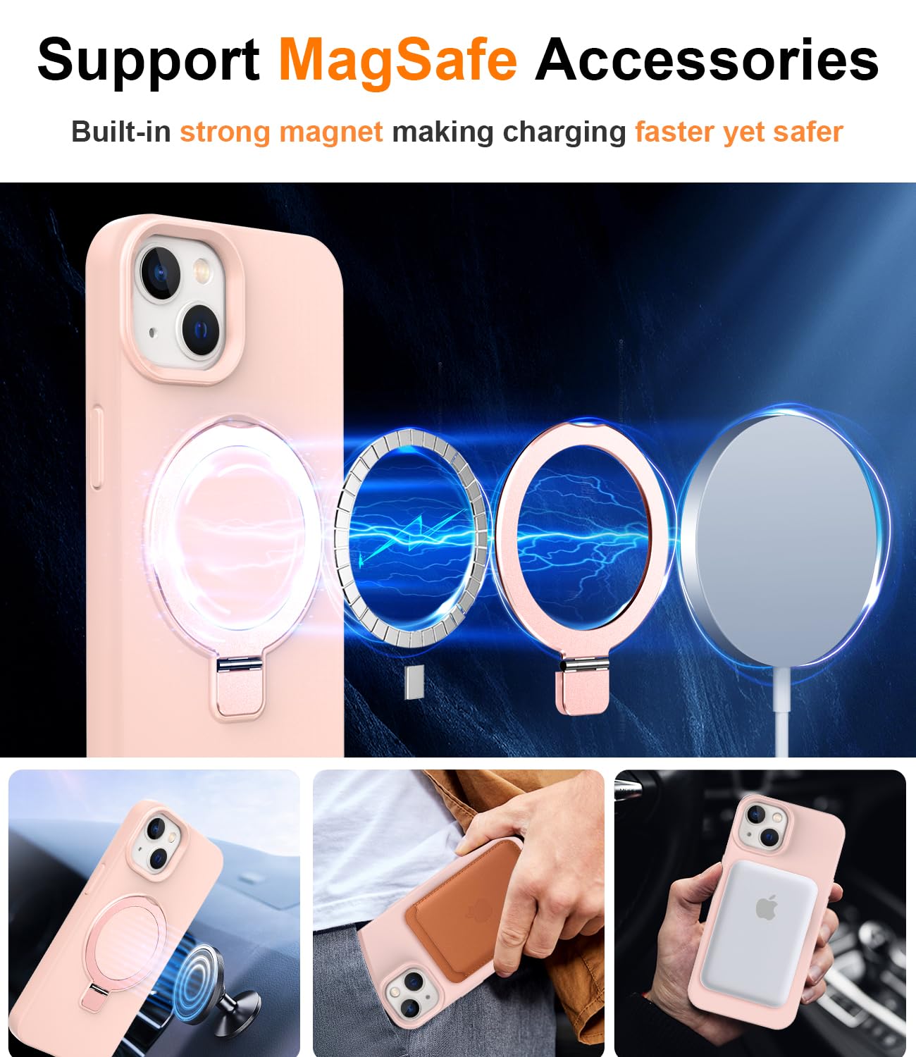 Foto 4 pulgar | Funda De Silicona Sterker Con Soporte Magnético Para Iphone 13/14 - Venta Internacional.