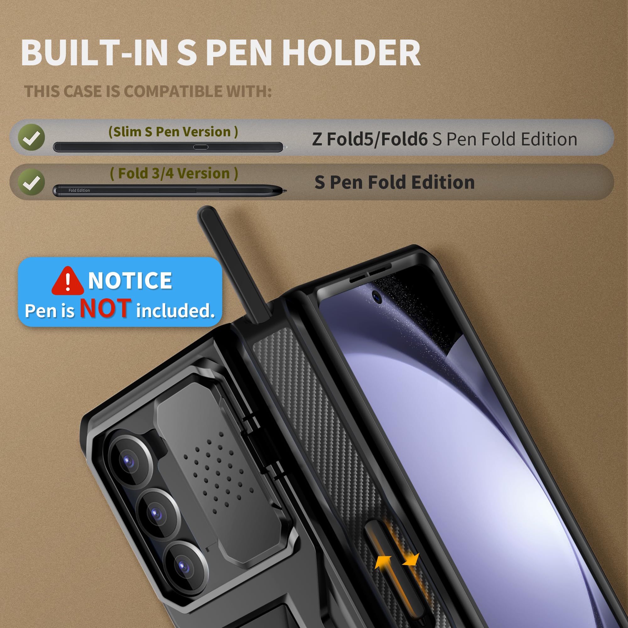 Foto 4 pulgar | Funda De Teléfono Tongate Para Samsung Galaxy Z Fold 5 Negra - Venta Internacional.