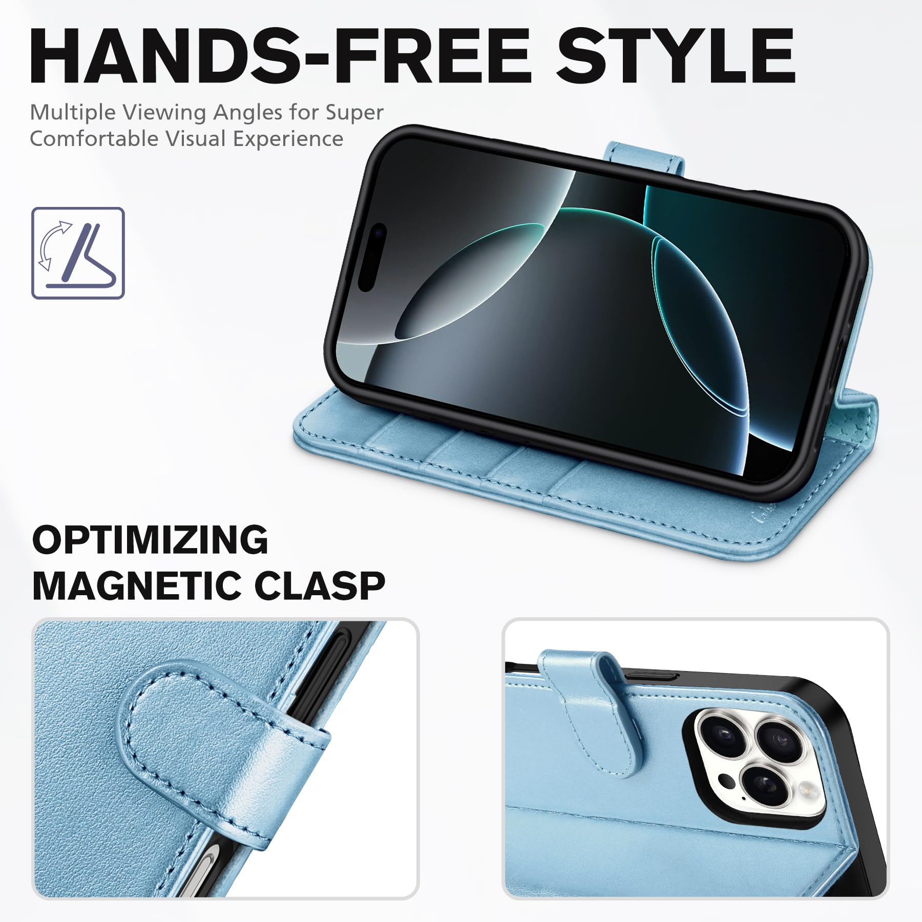 Foto 4 | Funda Tipo Cartera Tucch Para Iphone 16 Pro De 6,3 Pulgadas Con 4 Ranuras Para Tarjetas, Color Azul - Venta Internacio
