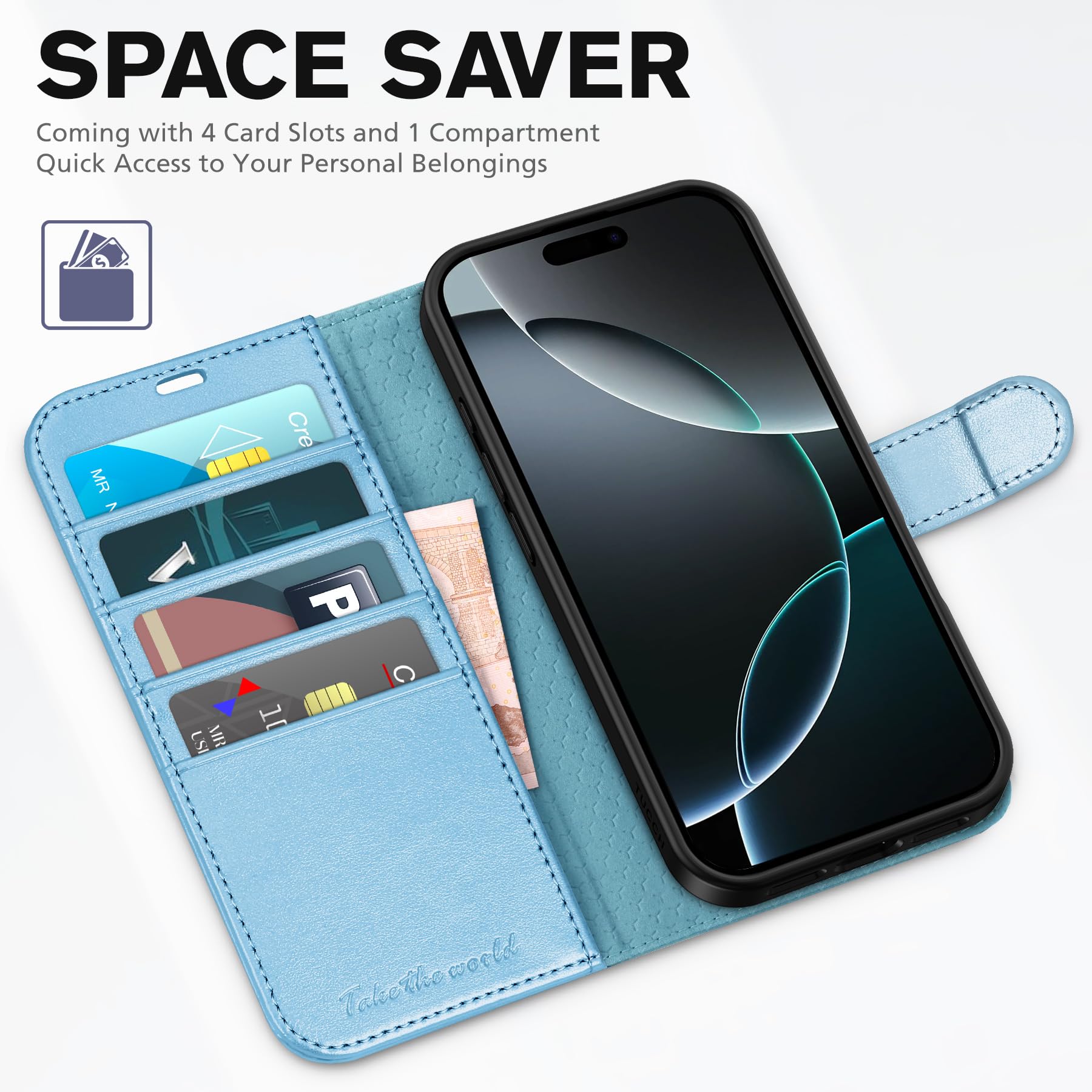 Foto 8 pulgar | Funda Tipo Cartera Tucch Para Iphone 16 Pro De 6,3 Pulgadas Con 4 Ranuras Para Tarjetas, Color Azul - Venta Internacio