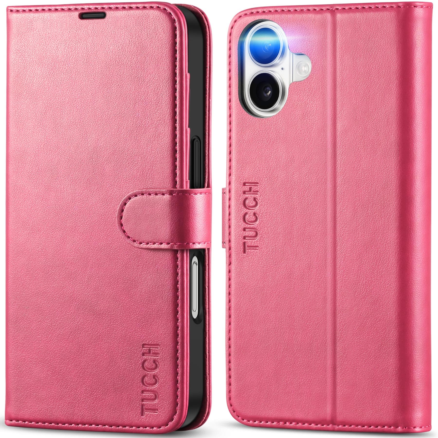 Foto 2 pulgar | Funda Tipo Cartera Tucch Para Iphone 16 Con Bloqueo Rfid, Color Rosa Intenso - Venta Internacional.
