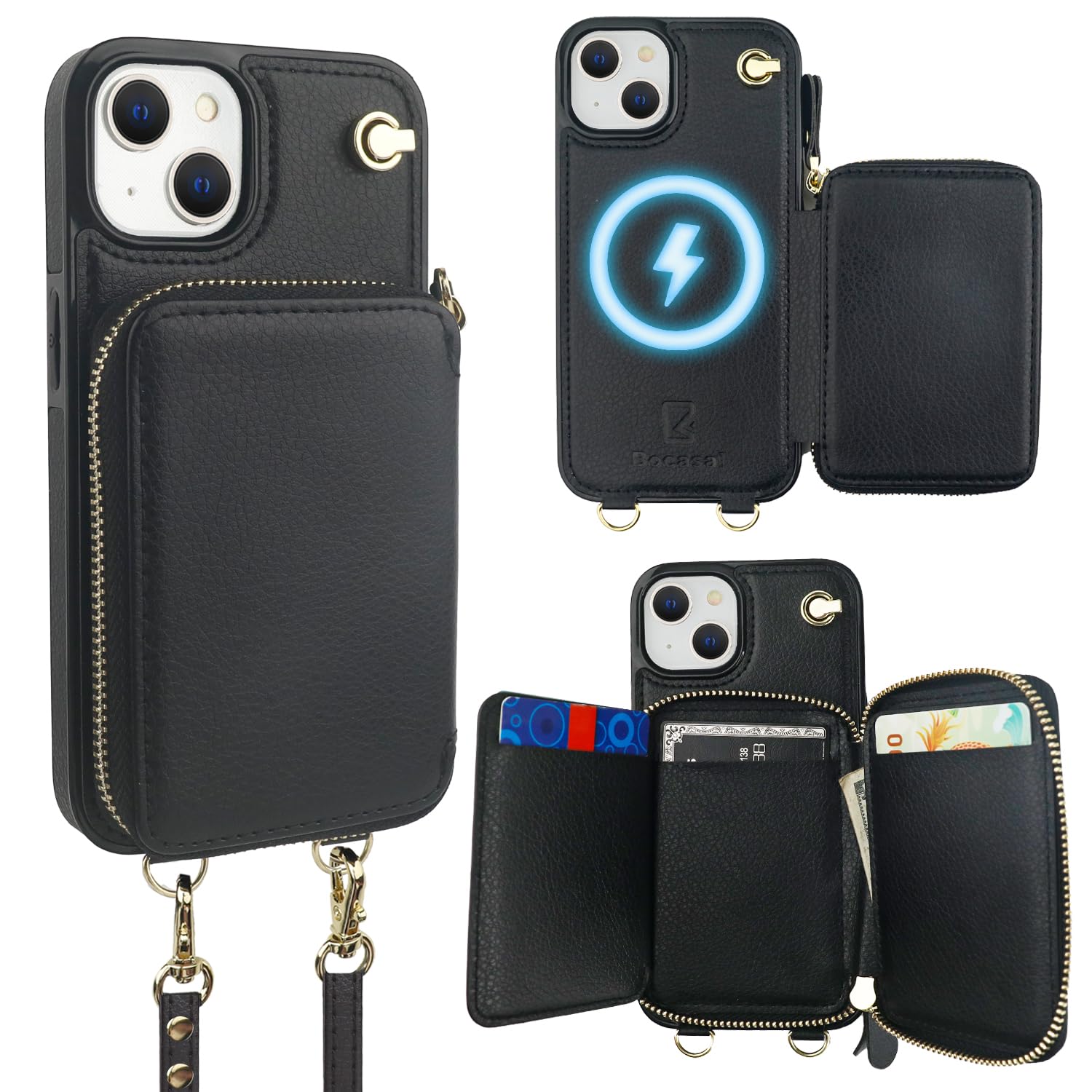 Foto 2 pulgar | Funda Tipo Cartera Tipo Bandolera Bocasal Magsafe Para Iphone 14/13 De 6,1 Pulgadas - Venta Internacional.