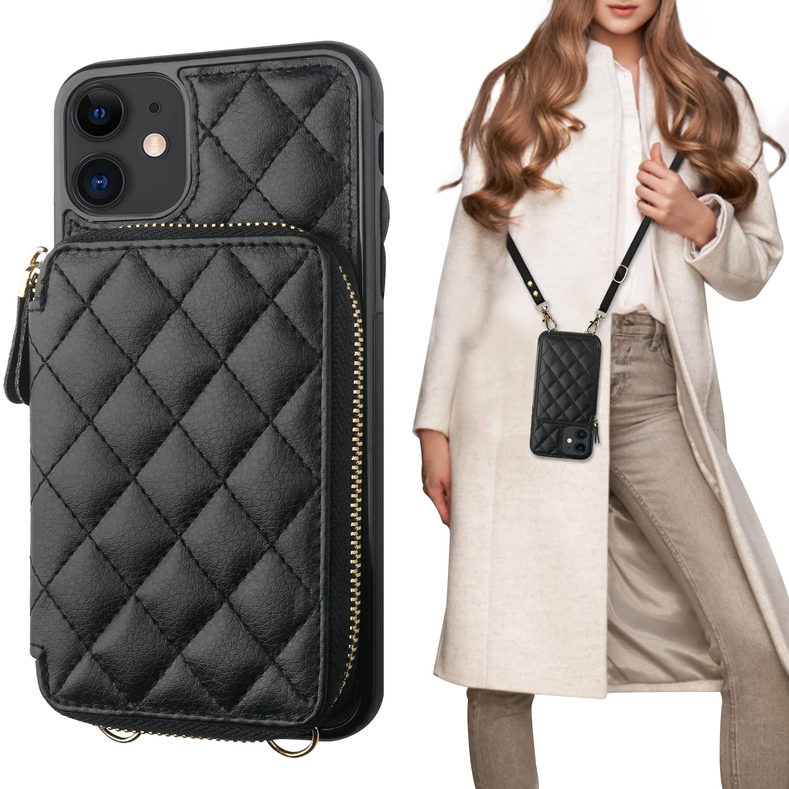 Foto 1 | Funda Tipo Cartera Tipo Bandolera Bocasal Para Iphone 11 De 6,1 Pulgadas, Color Negro - Venta Internacional.