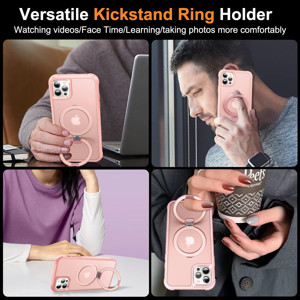 Foto 3 pulgar | Funda Para Teléfono Sterker Con Soporte Magnético Para Iphone 12 Pro Max, Rosa - Venta Internacional.