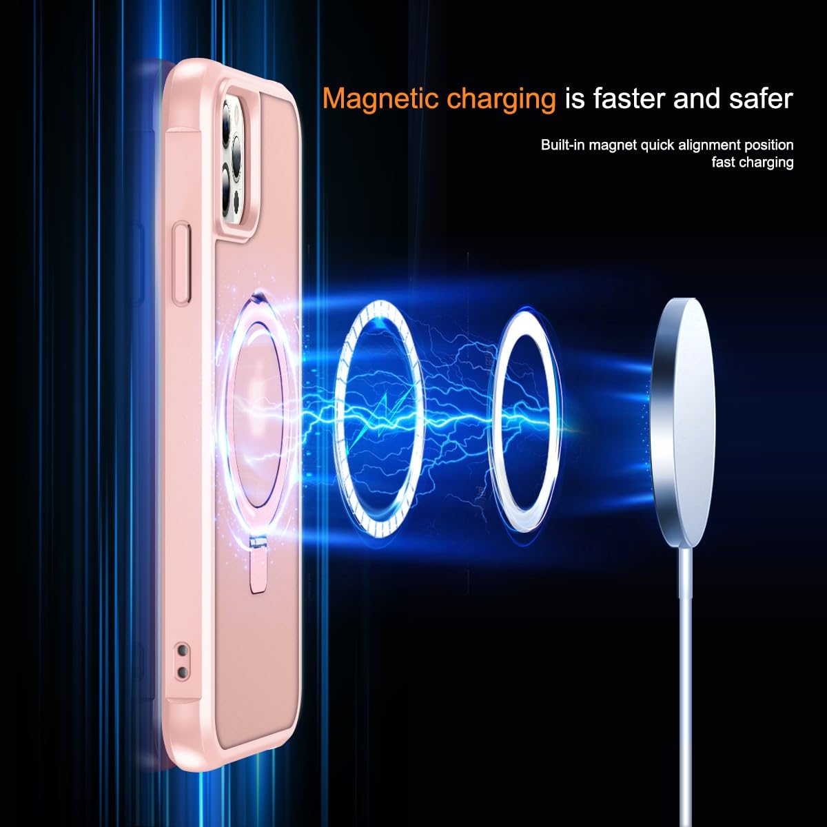 Foto 5 pulgar | Funda Para Teléfono Sterker Con Soporte Magnético Para Iphone 12 Pro Max, Rosa - Venta Internacional.