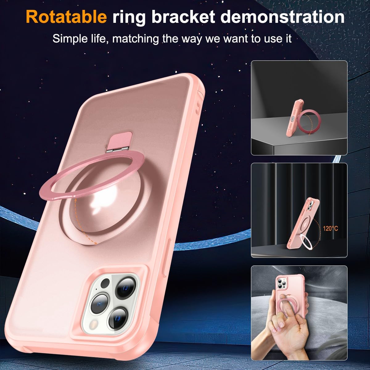 Foto 7 pulgar | Funda Para Teléfono Sterker Con Soporte Magnético Para Iphone 12 Pro Max, Rosa - Venta Internacional.
