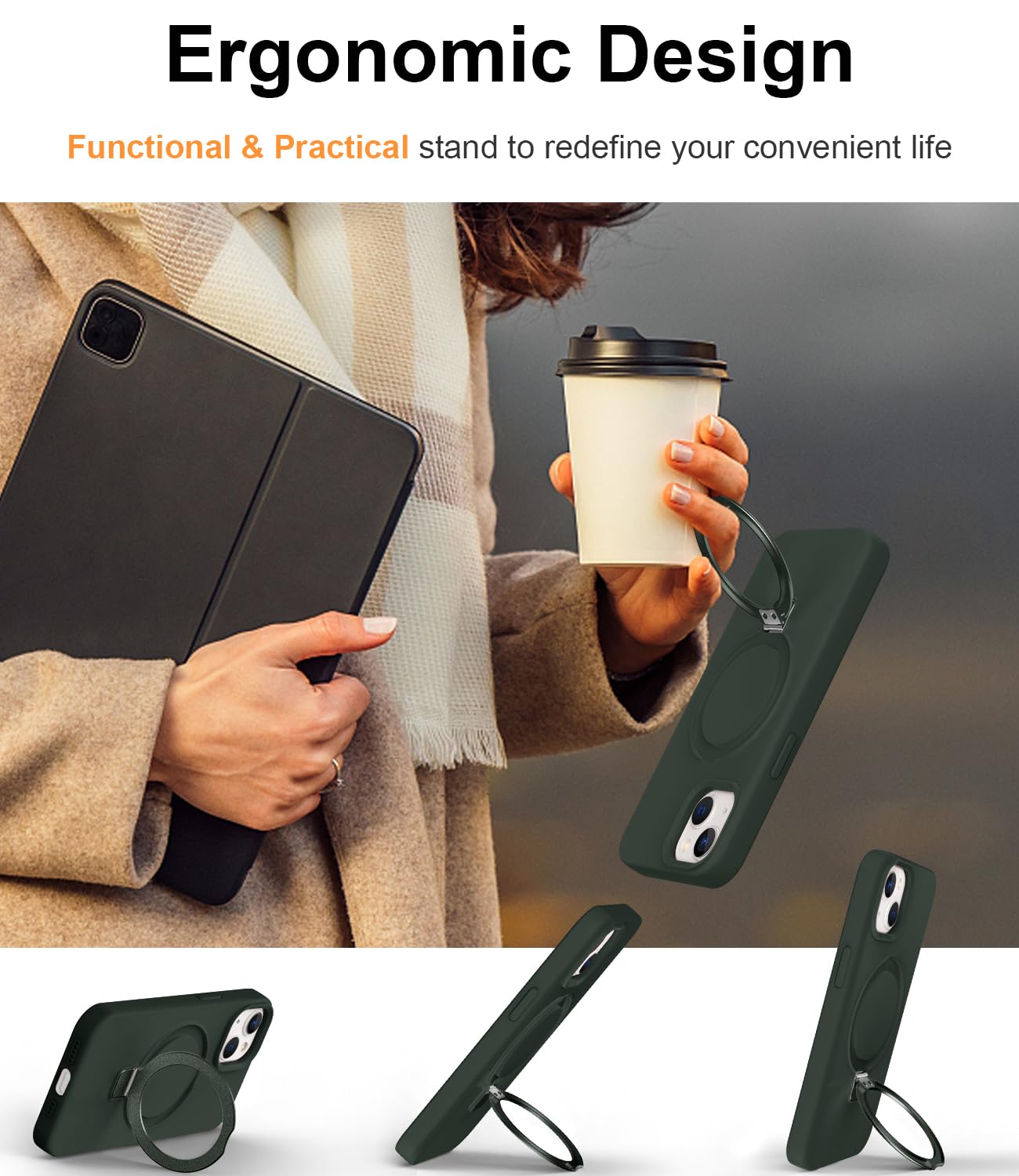 Foto 3 pulgar | Funda De Silicona Sterker Con Soporte Magnético Para Iphone 13 Y 14 - Venta Internacional.